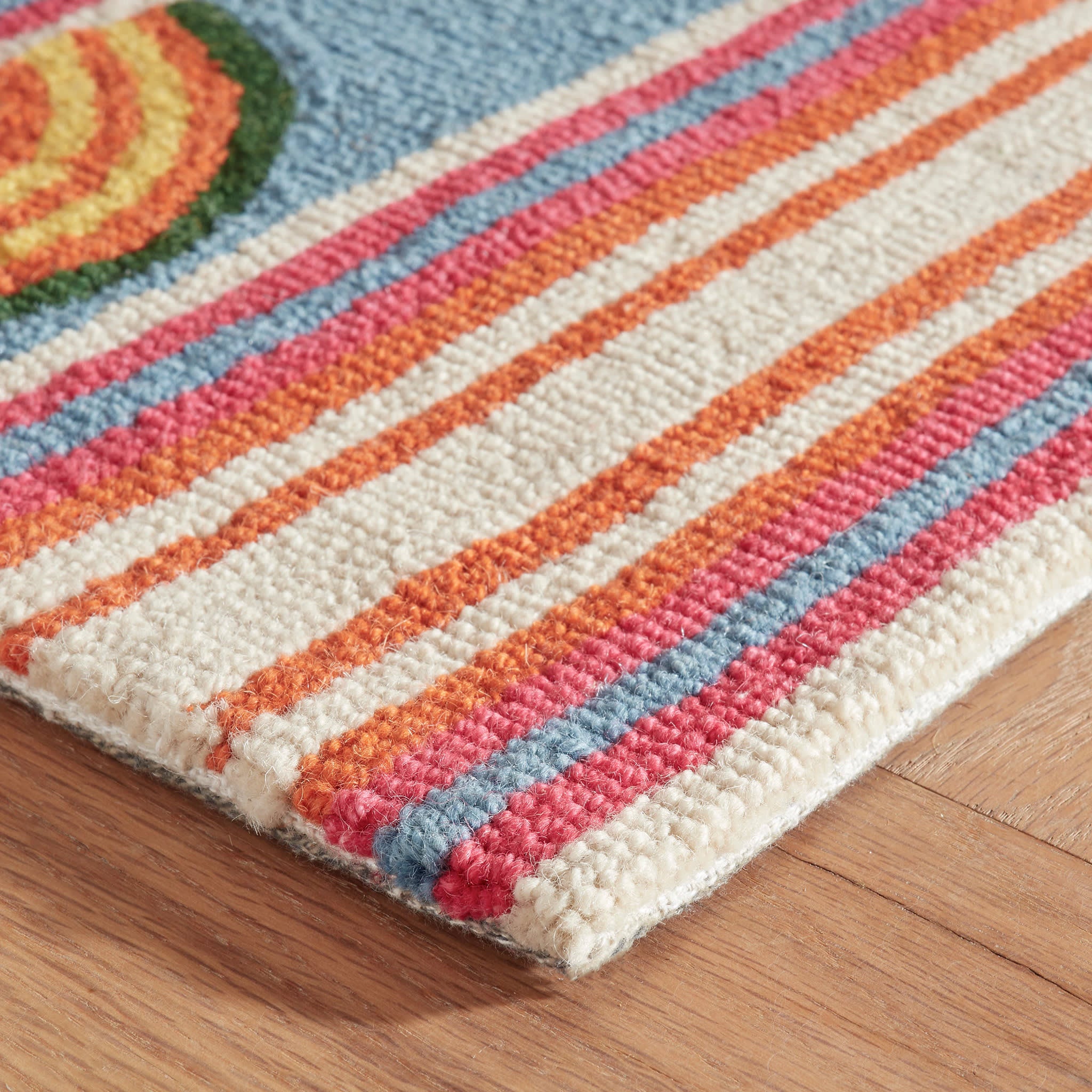 Button Hand Micro Hooked Wool Rug | Multi - Image 7