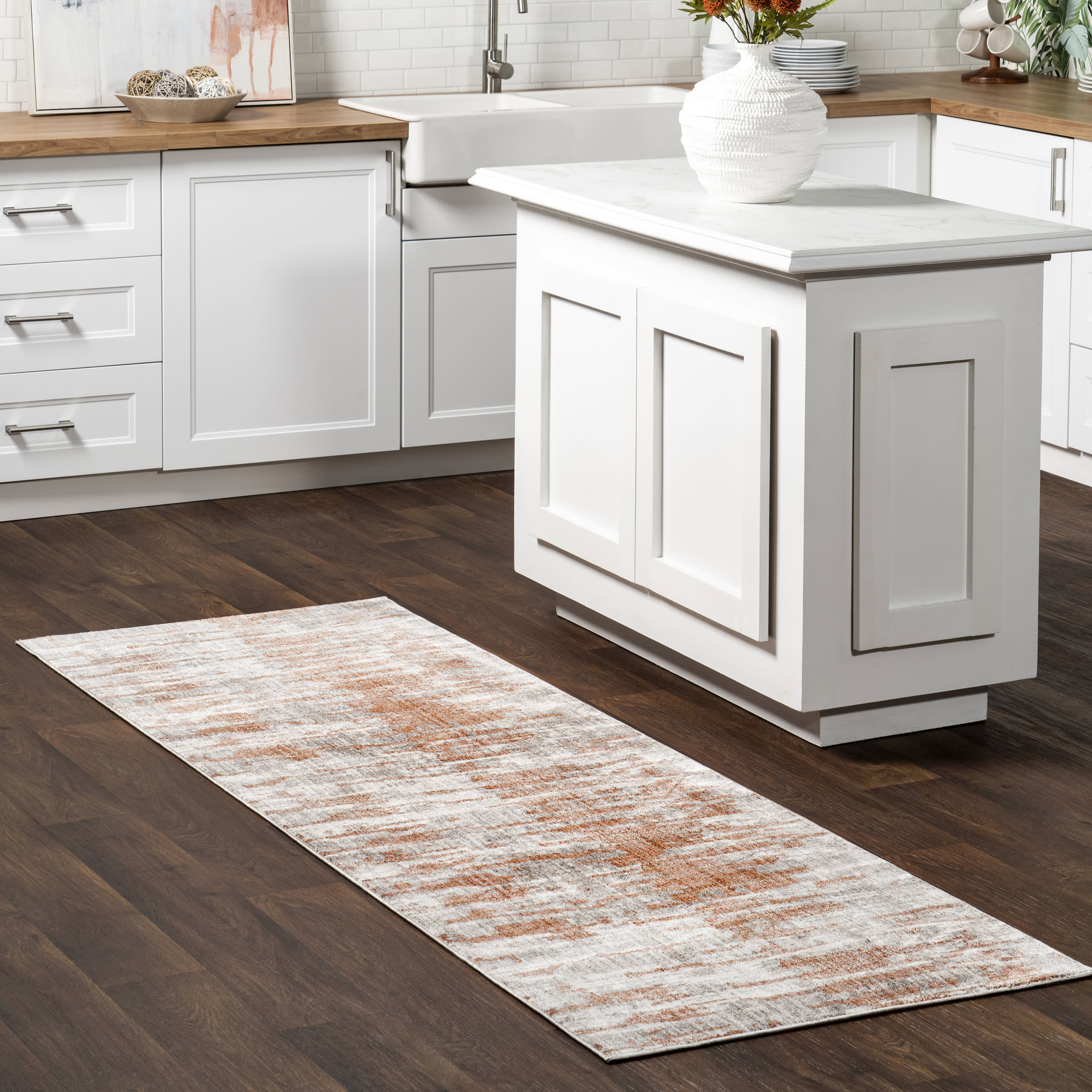 Cacey Crosshatch Fringe Rug | Rust - Image 2