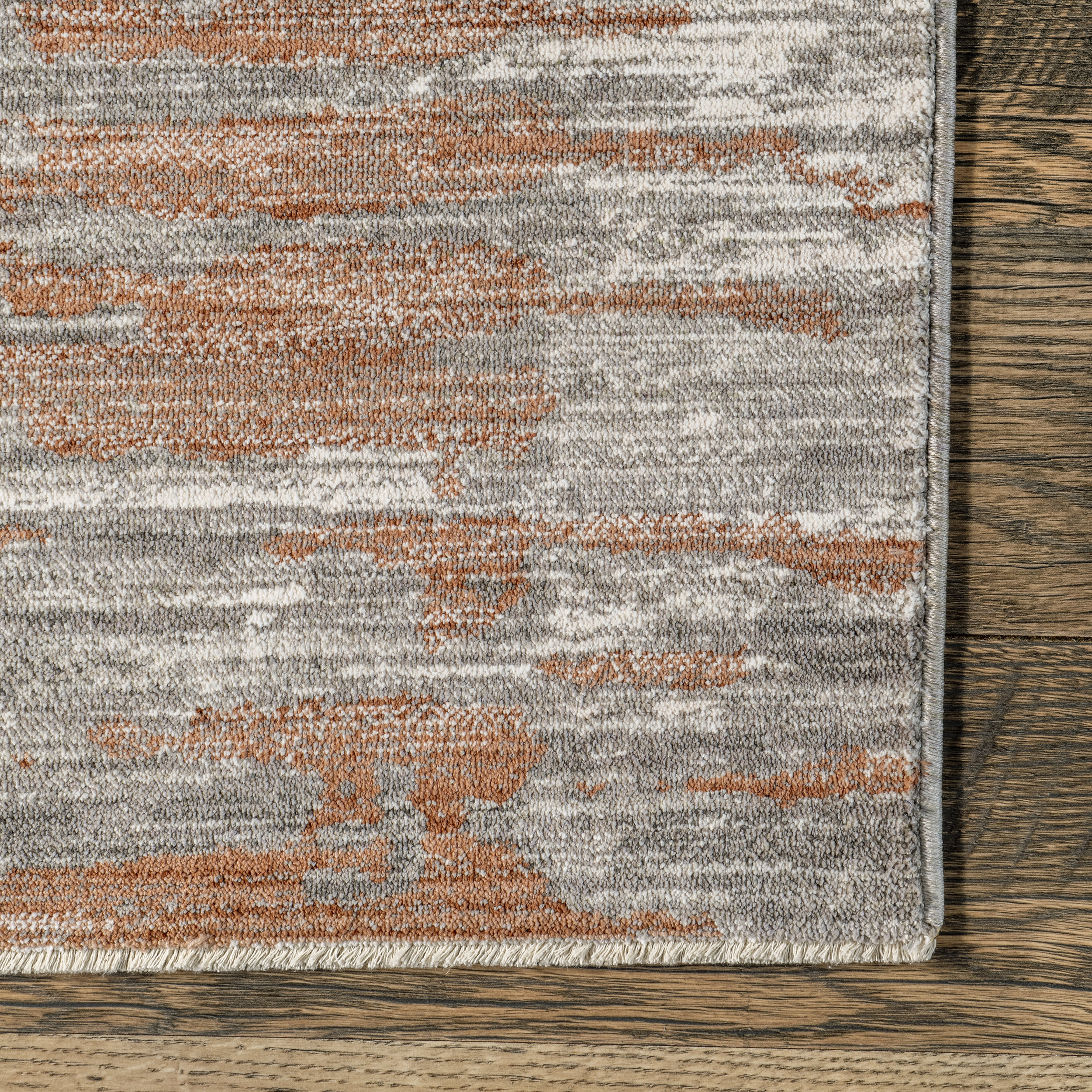 Cacey Crosshatch Fringe Rug | Rust - Image 3