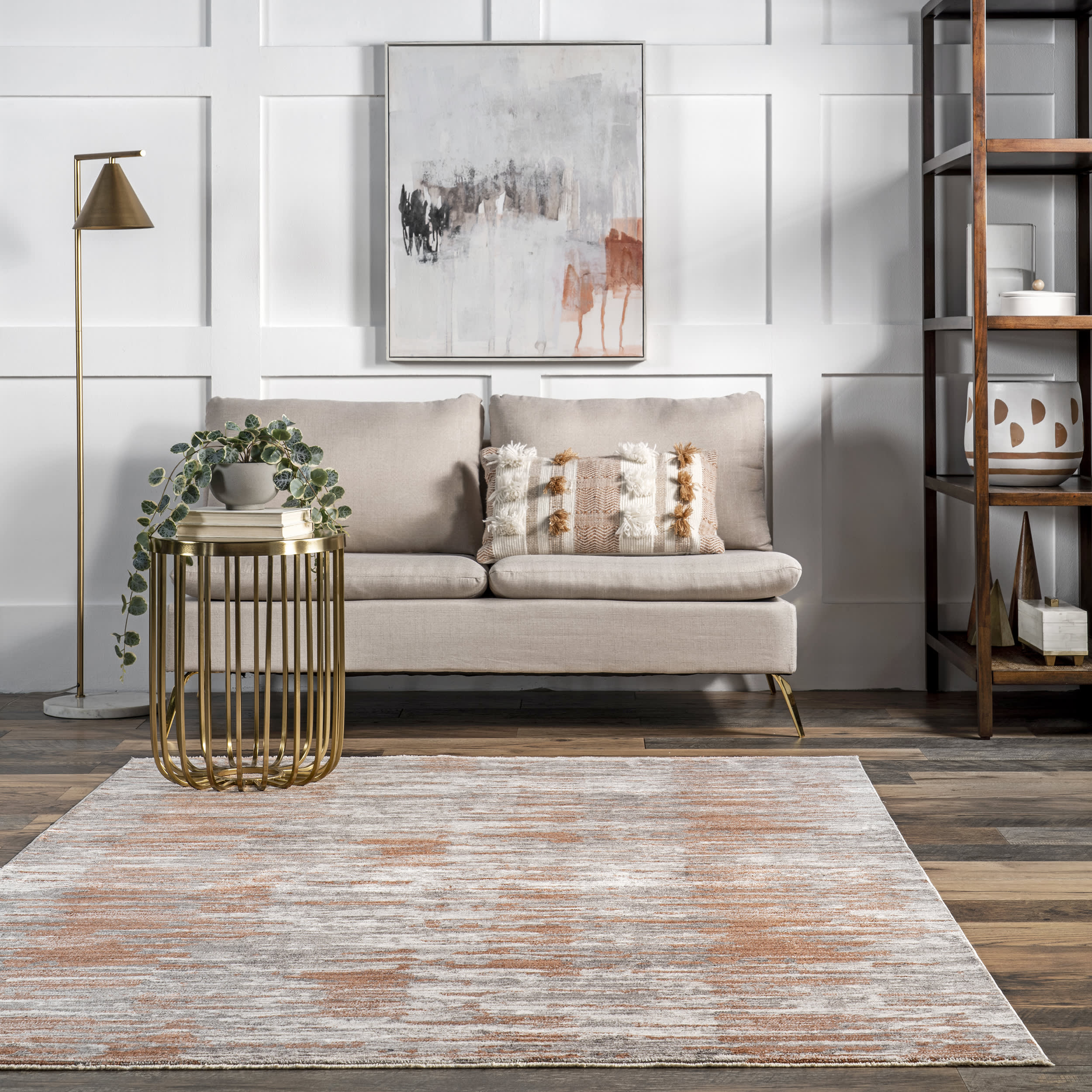 Cacey Crosshatch Fringe Rug | Rust - Image 4
