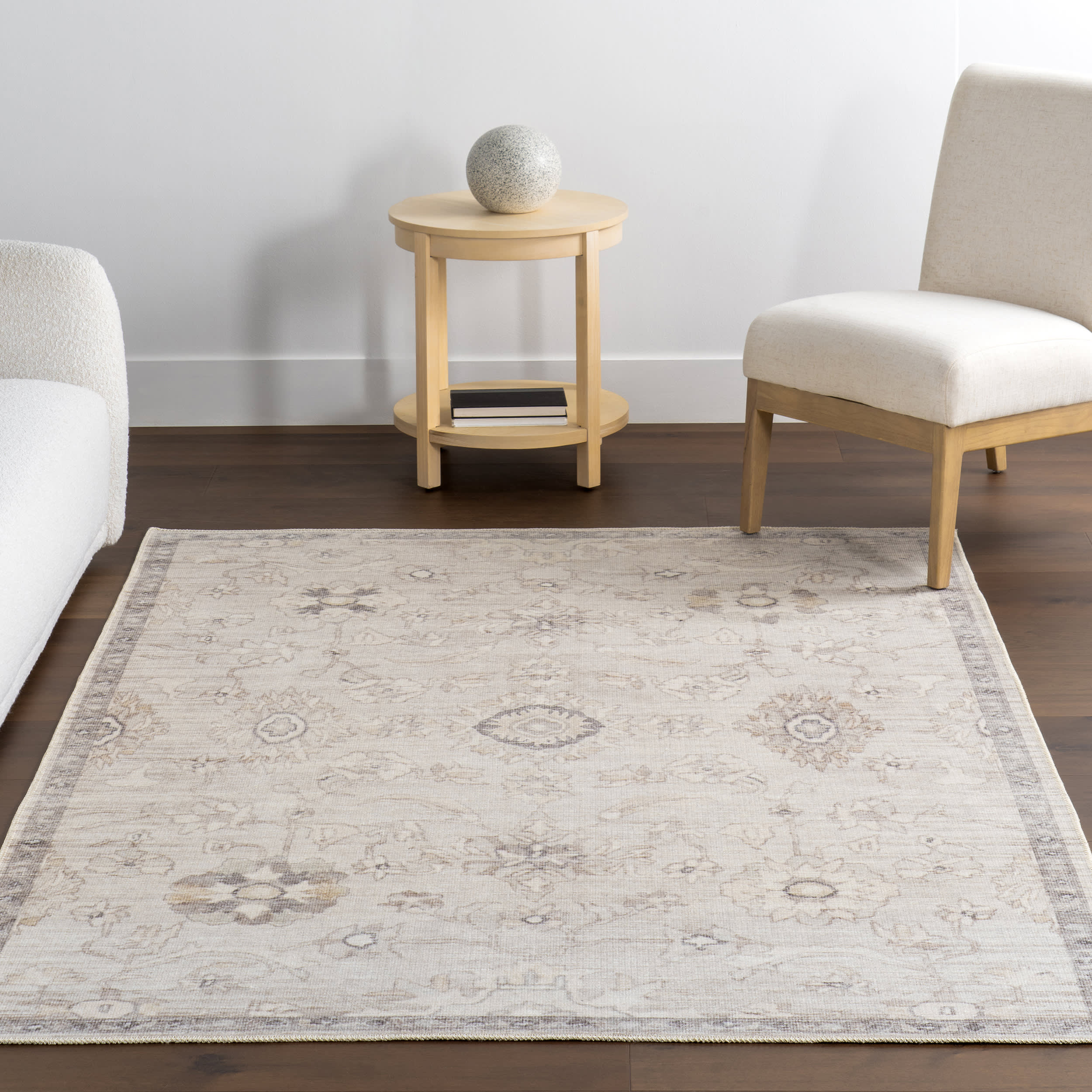 Cadence Floral Washable Rug | Taupe - Image 5