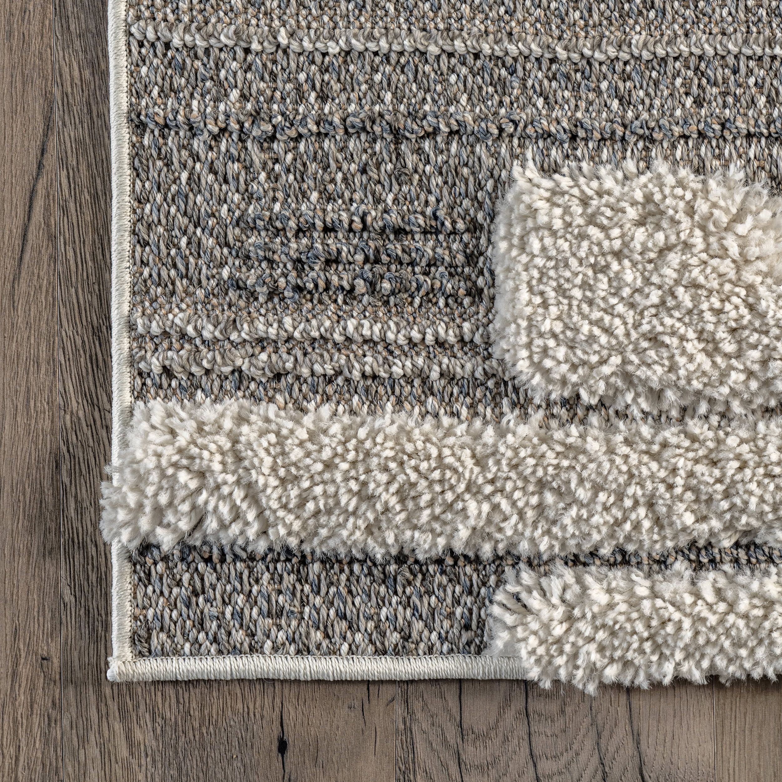 Cadence Striped Shags Rug | Grey - Image 3