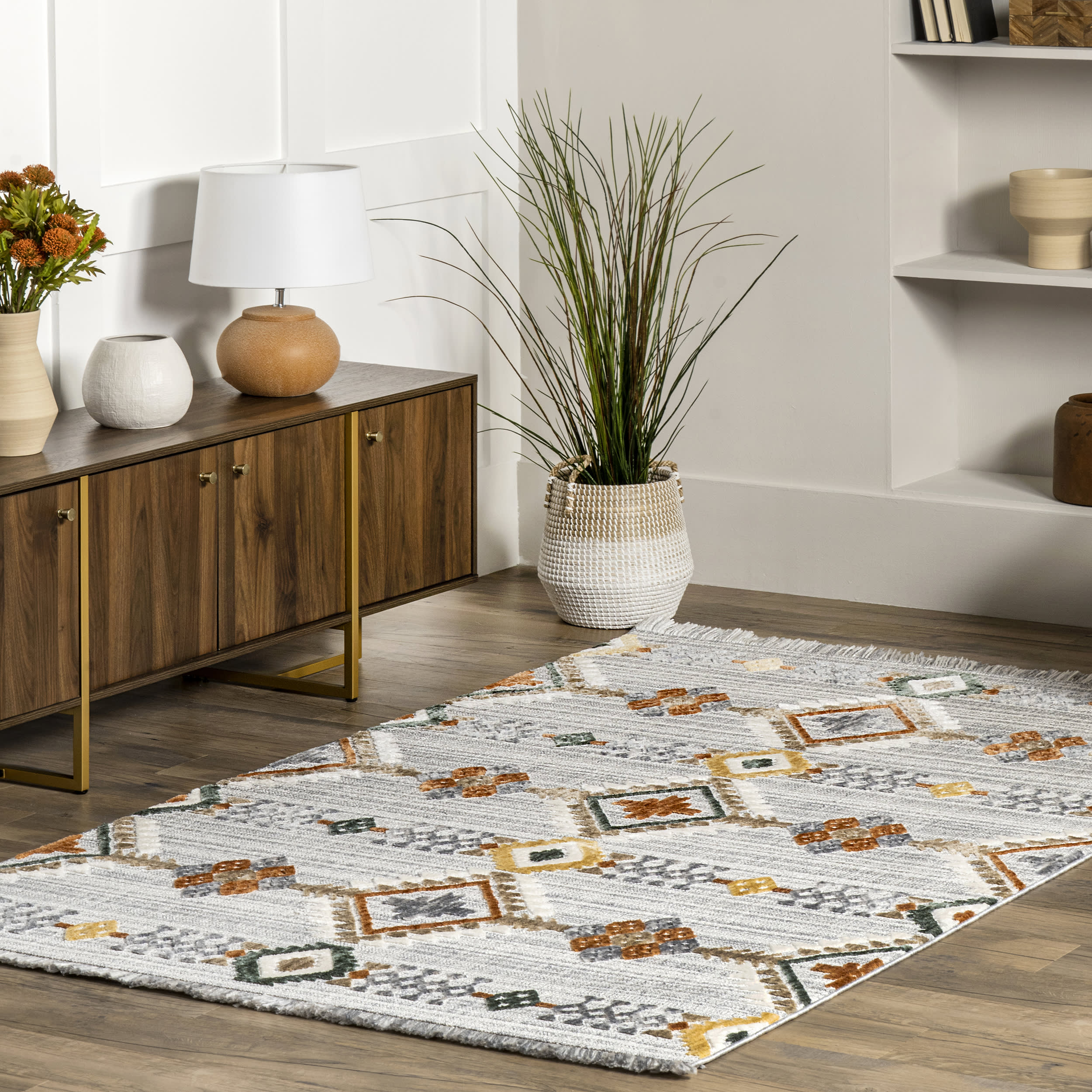 Cadie Iridescent Links Rug | Light Grey - Image 2