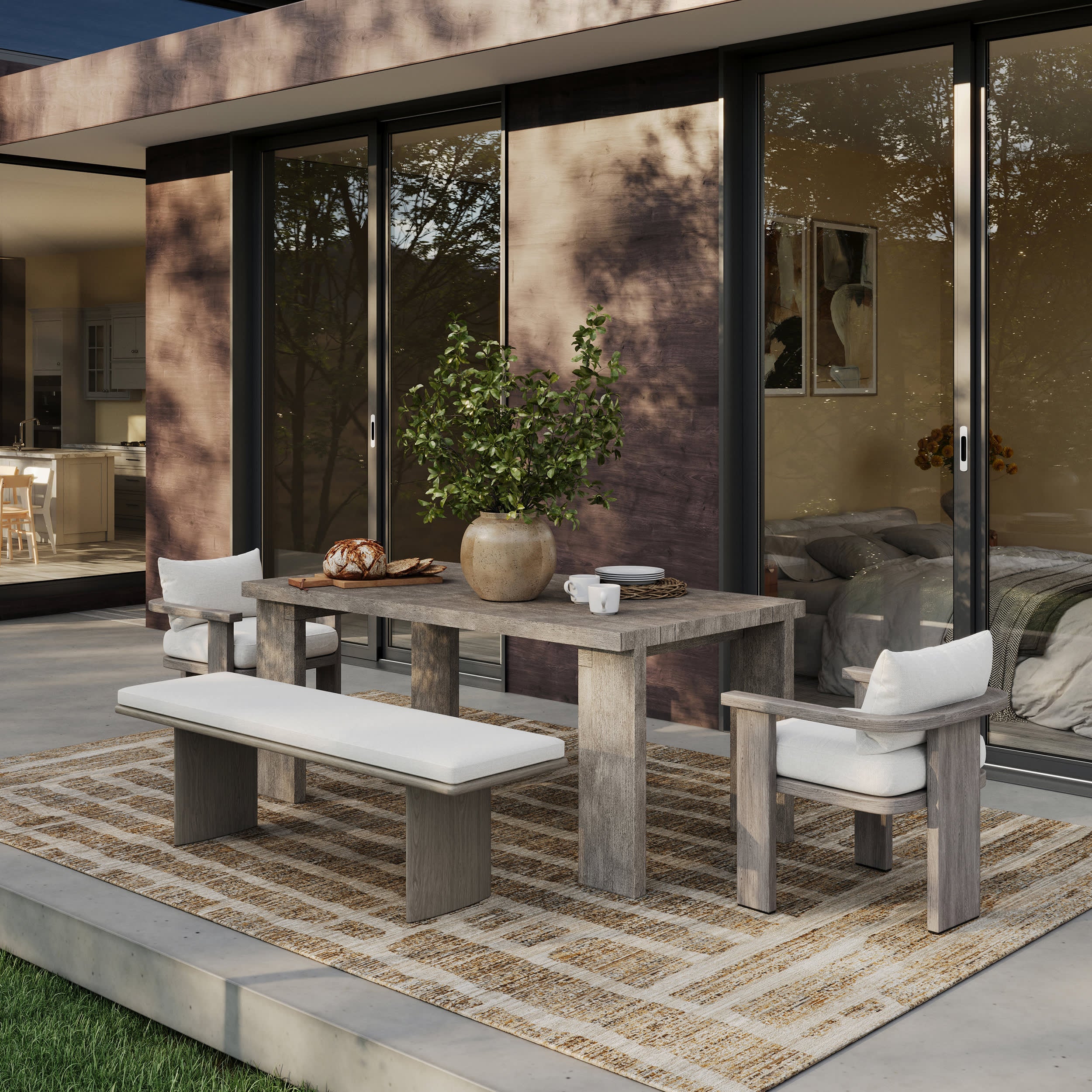 Caelae Modern Woven Abstract Indoor/Outdoor Washable Rug | Beige - Image 2