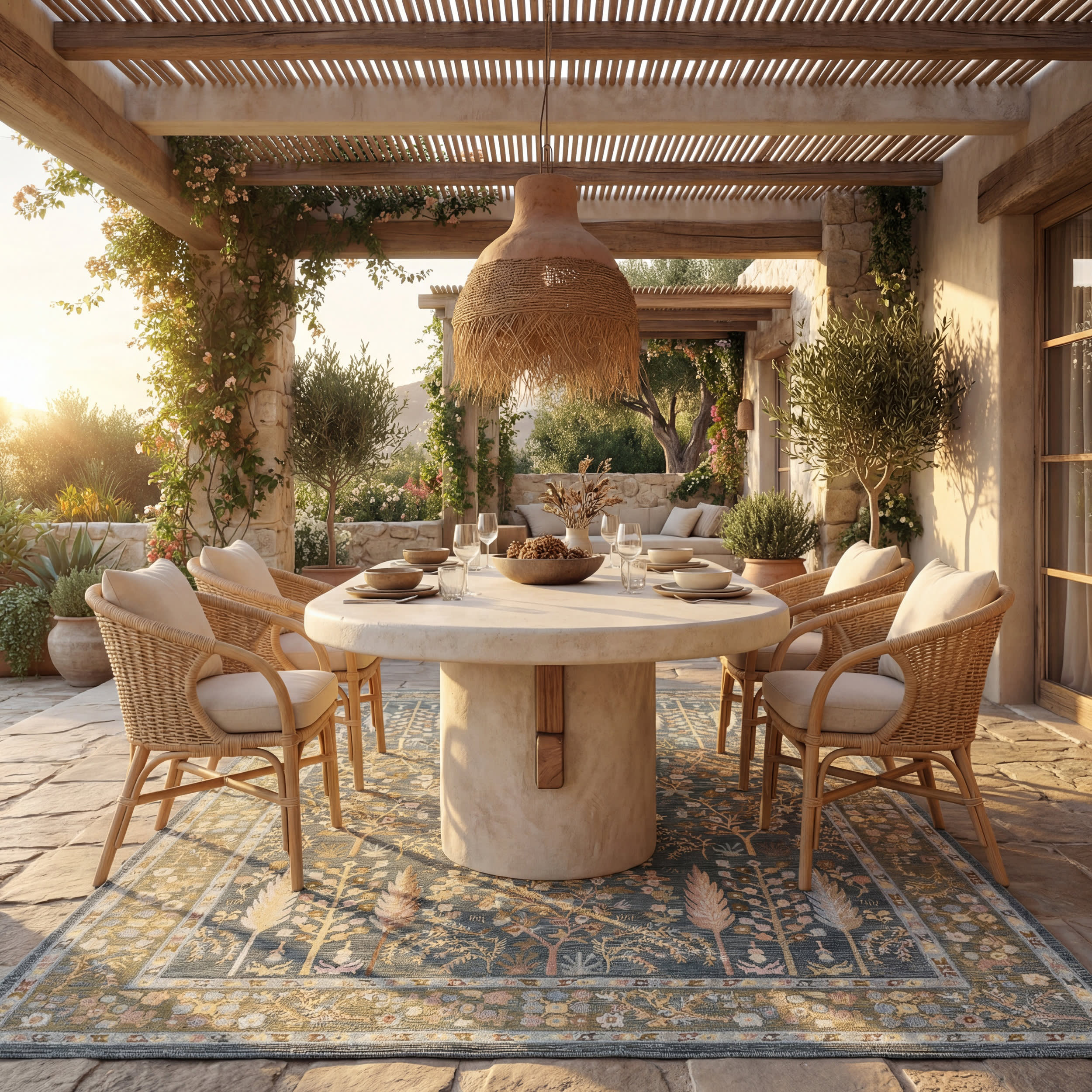 Caeslyn Traditional Floral Indoor/Outdoor Rug | Blue - Image 2
