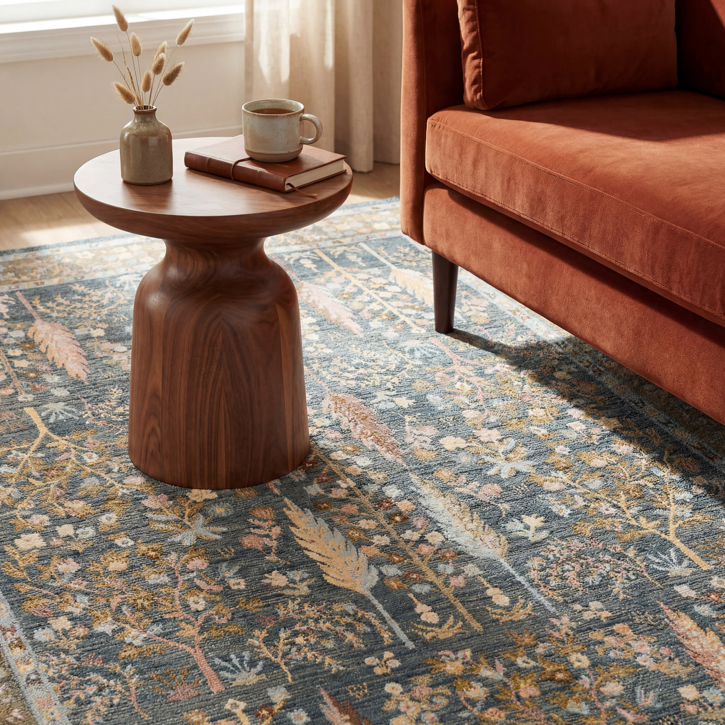 Caeslyn Traditional Floral Indoor/Outdoor Rug | Blue - Image 5