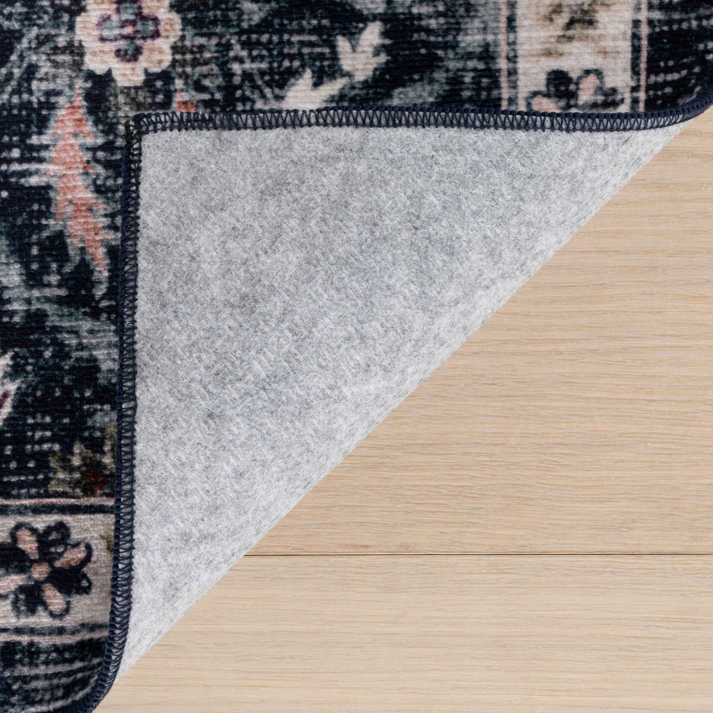 Calari Floral and Paisley Washable Rug | Navy - Image 8