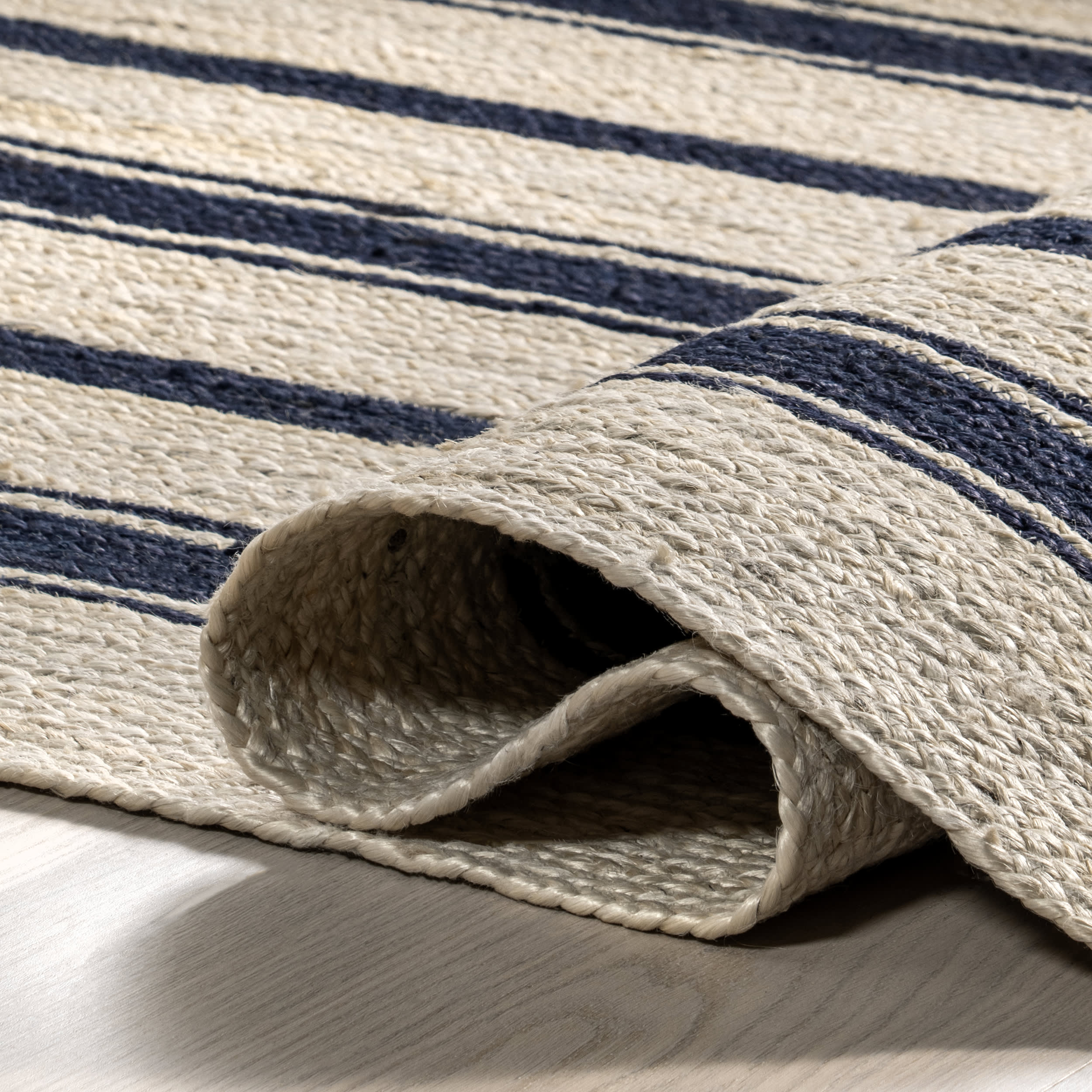 Calathea Striped Jute Rug | Navy - Image 6