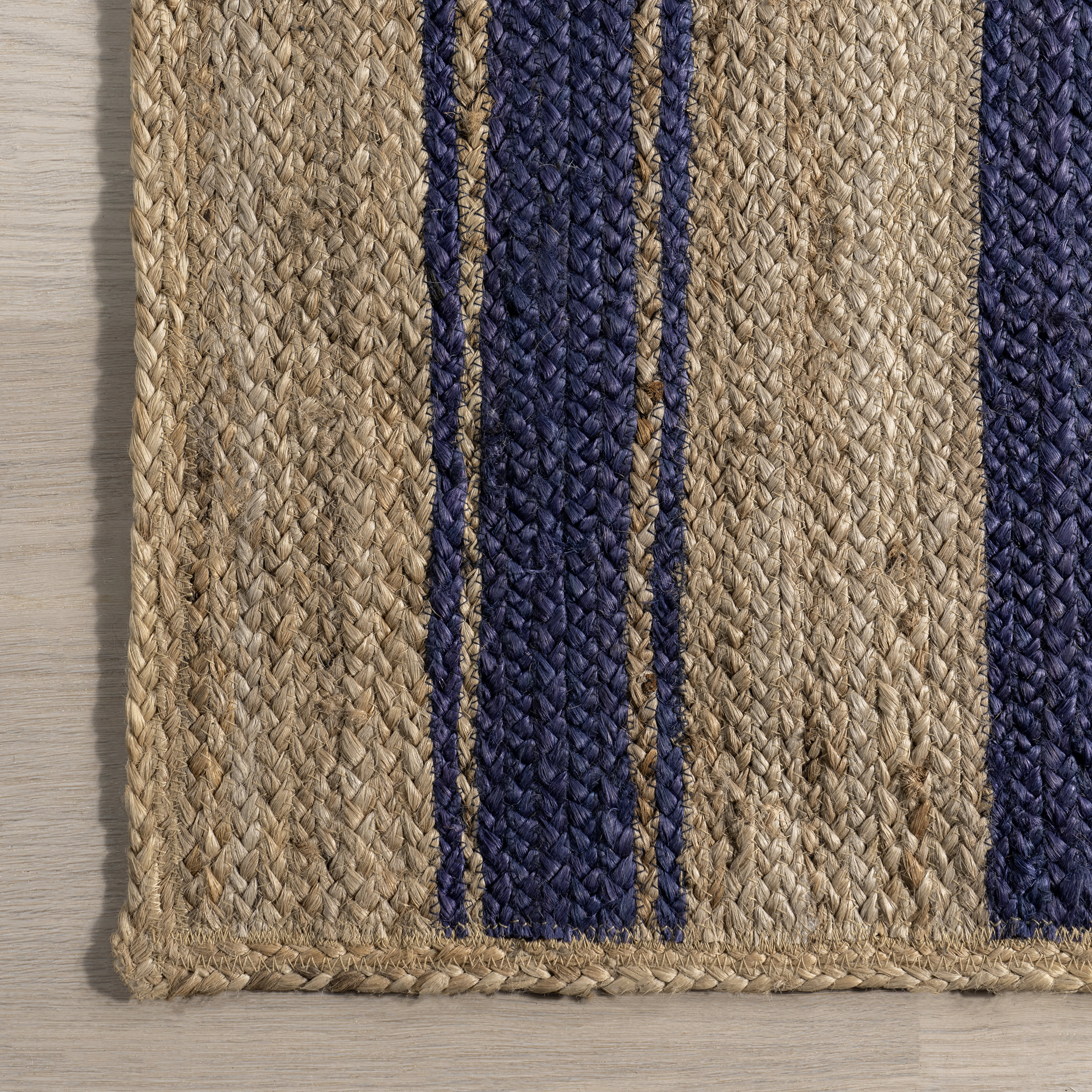 Calathea Striped Jute Rug | Royal Blue - Image 3