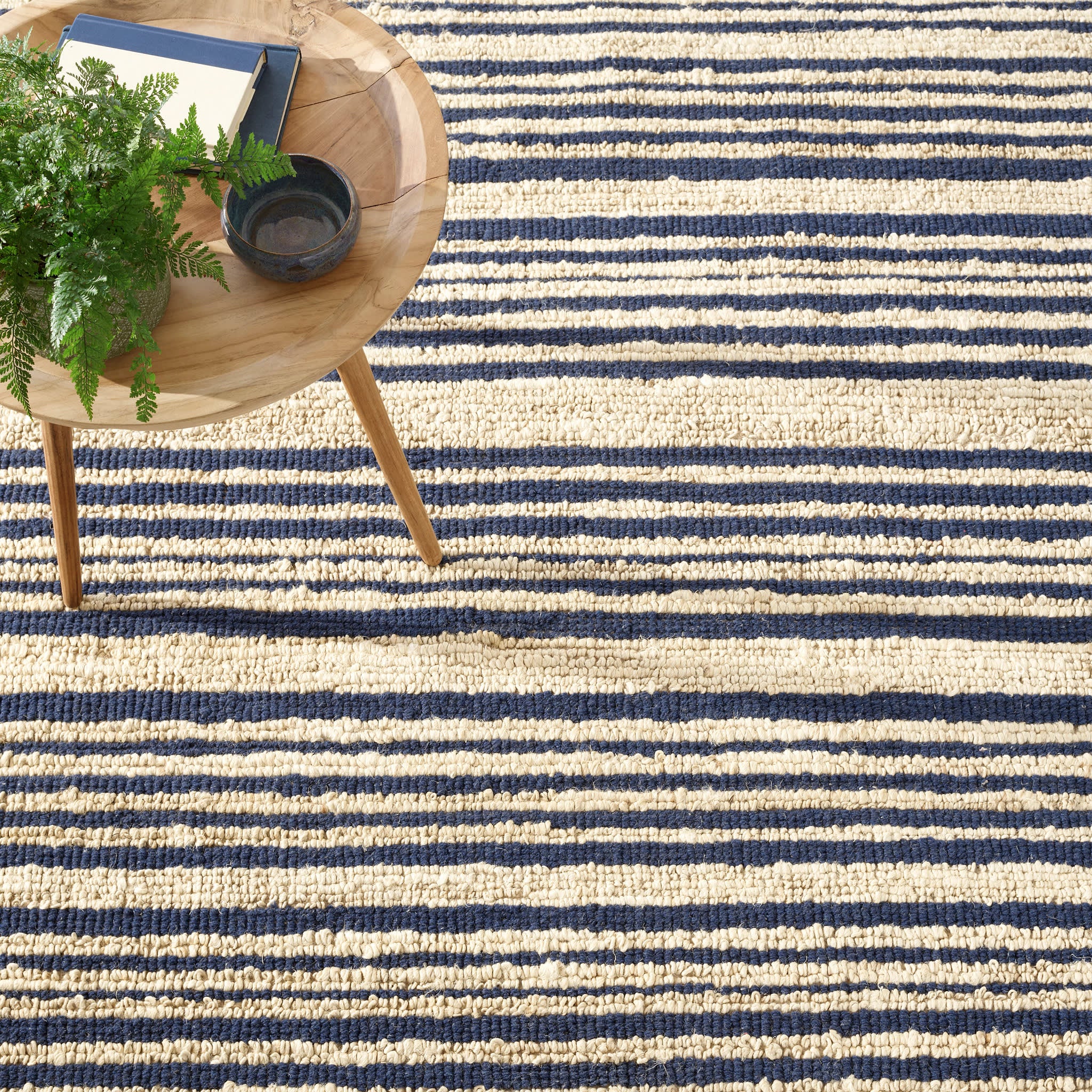 Calder Stripe Handwoven Jute Rug | Navy - Image 3