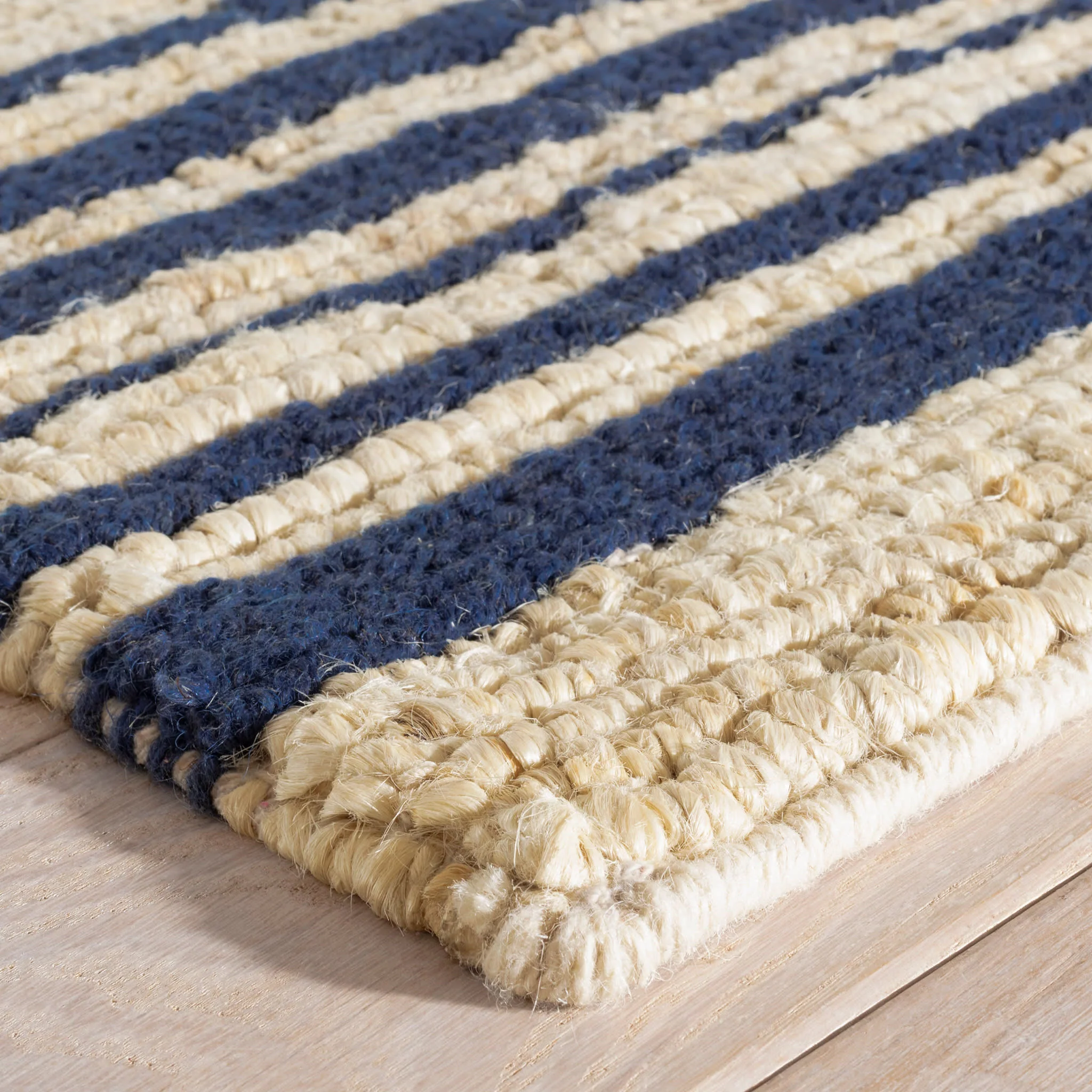 Calder Stripe Handwoven Jute Rug | Navy - Image 4