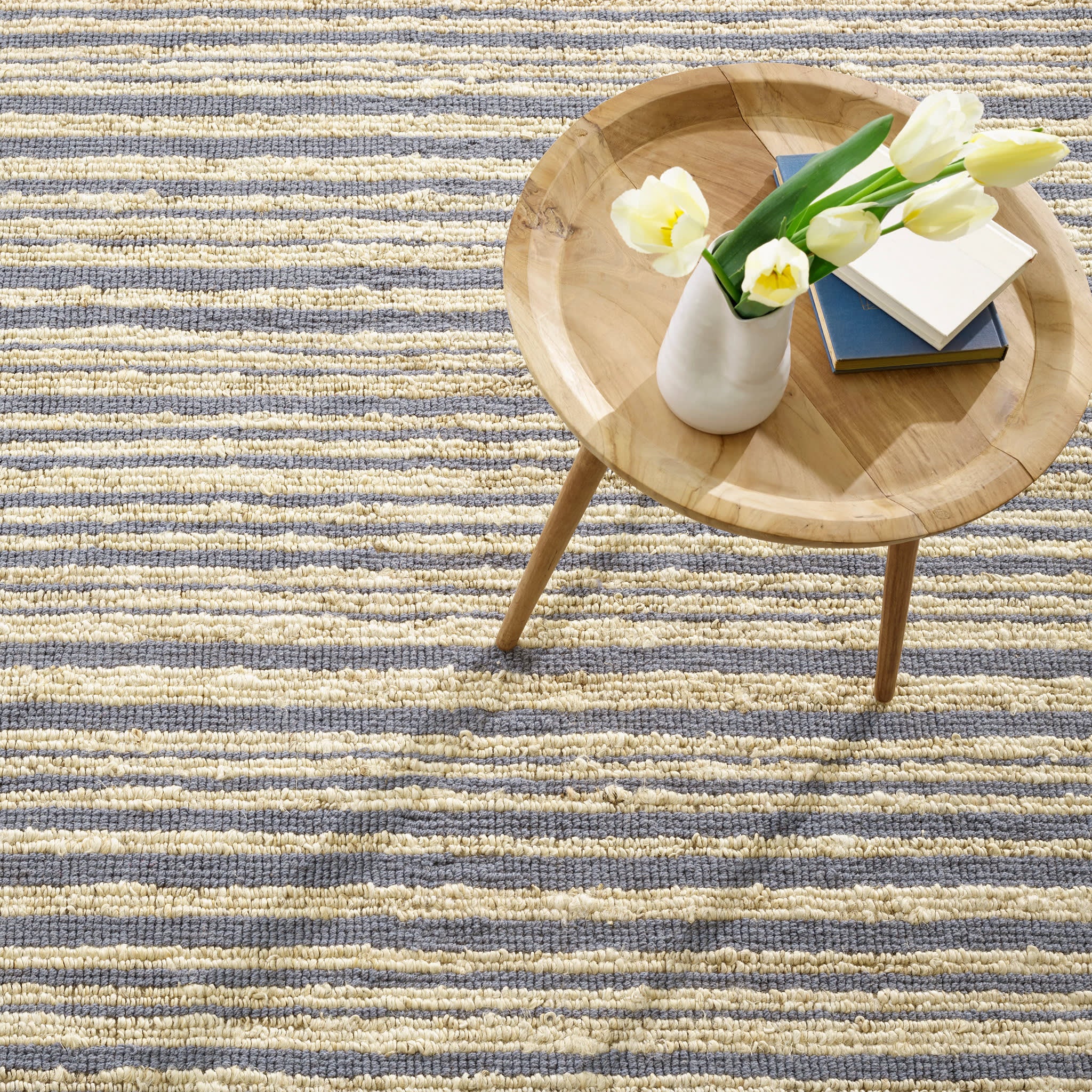 Calder Stripe Handwoven Jute Rug | Pewter Blue - Image 3