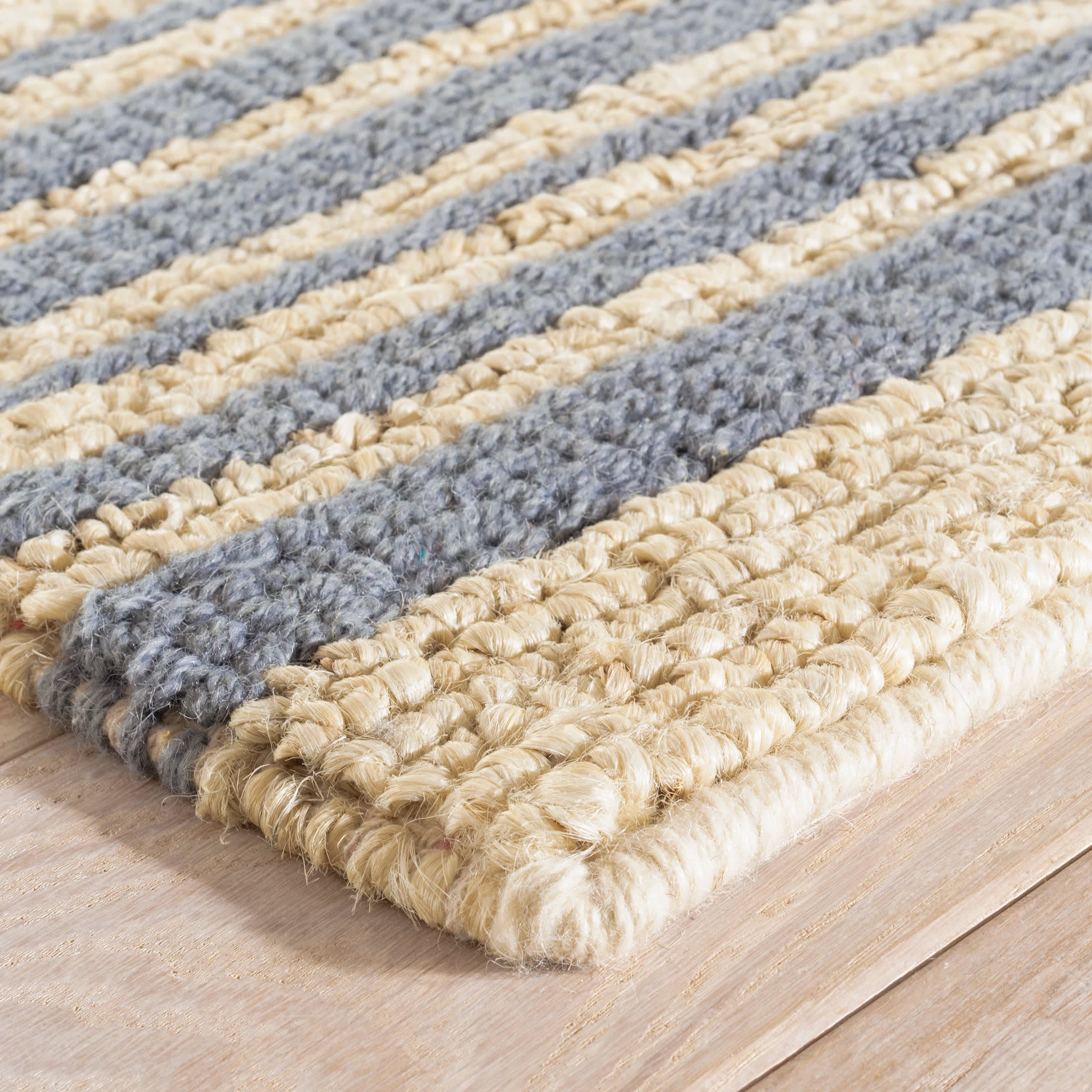 Calder Stripe Handwoven Jute Rug | Pewter Blue - Image 4