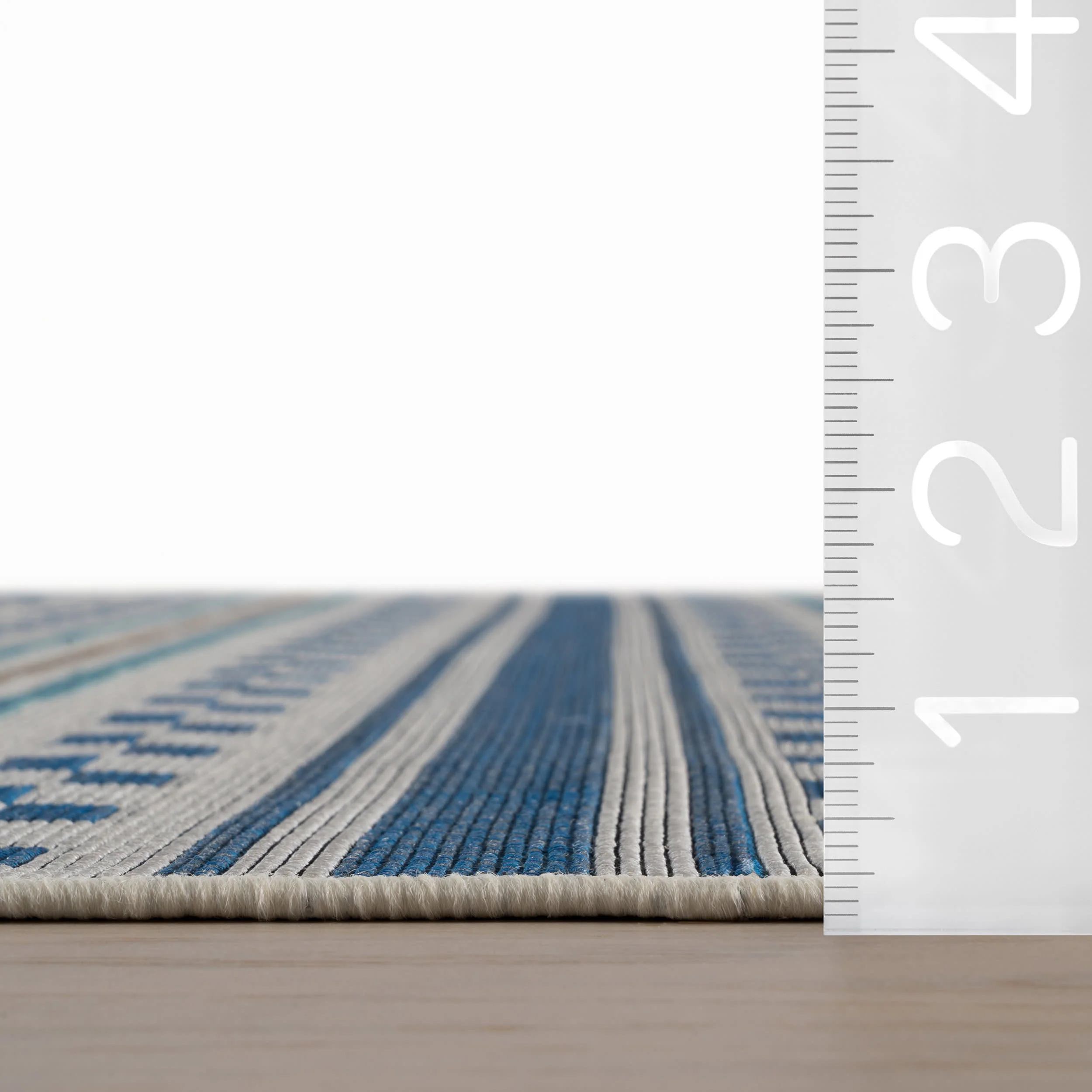 Caldera Modern Checkered Indoor/Outdoor Rug | Blue - Image 5