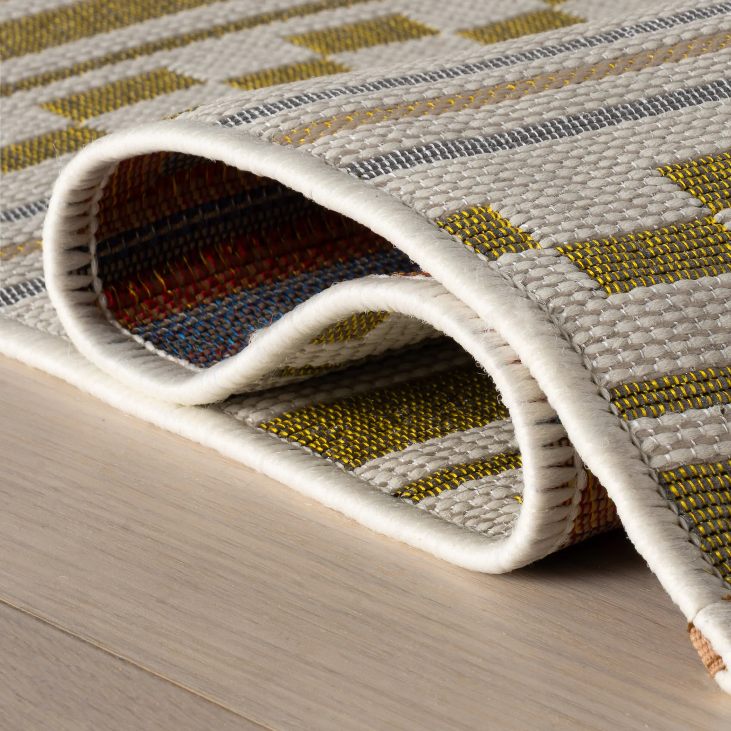 Caldera Modern Checkered Indoor/Outdoor Rug | Tan - Image 3