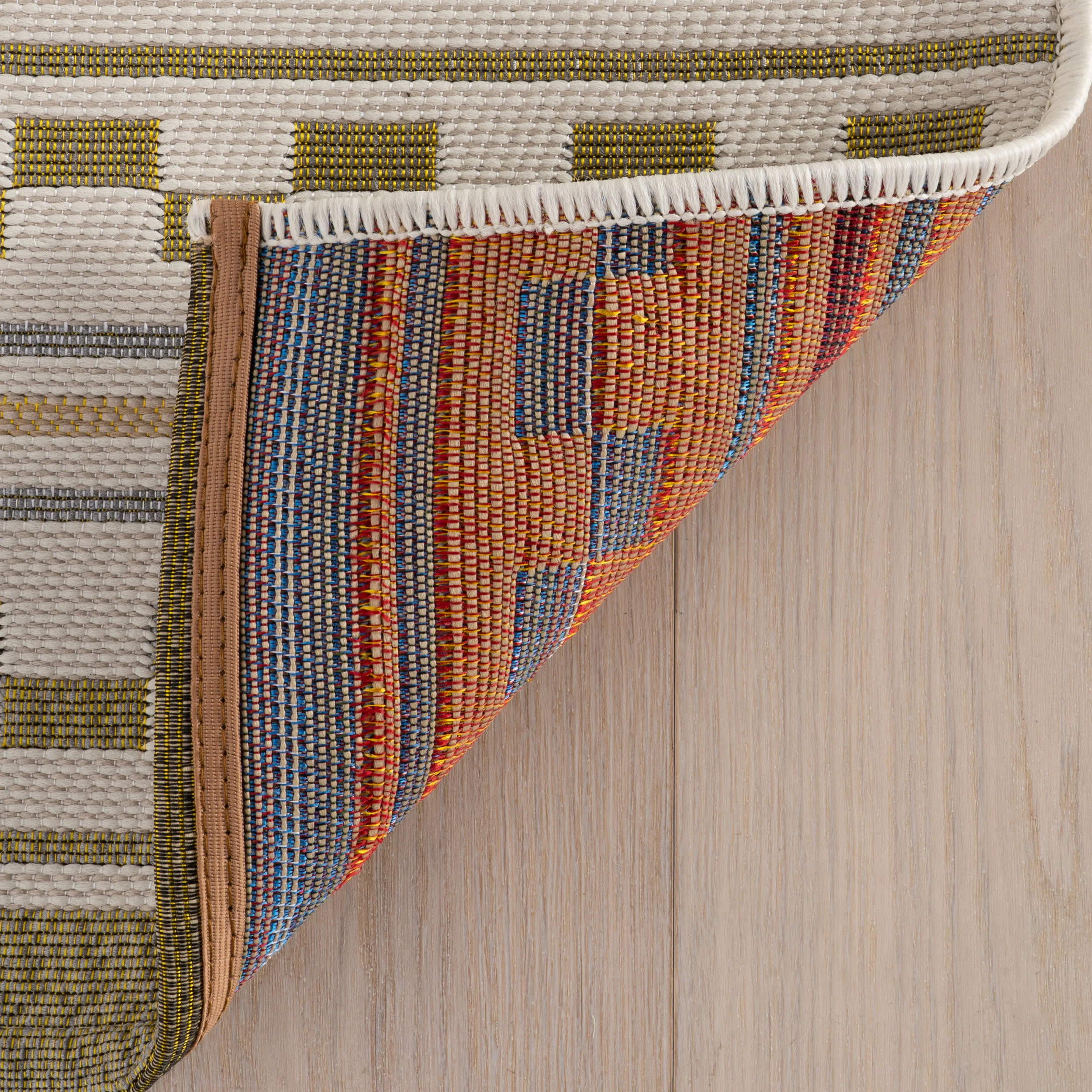 Caldera Modern Checkered Indoor/Outdoor Rug | Tan - Image 7