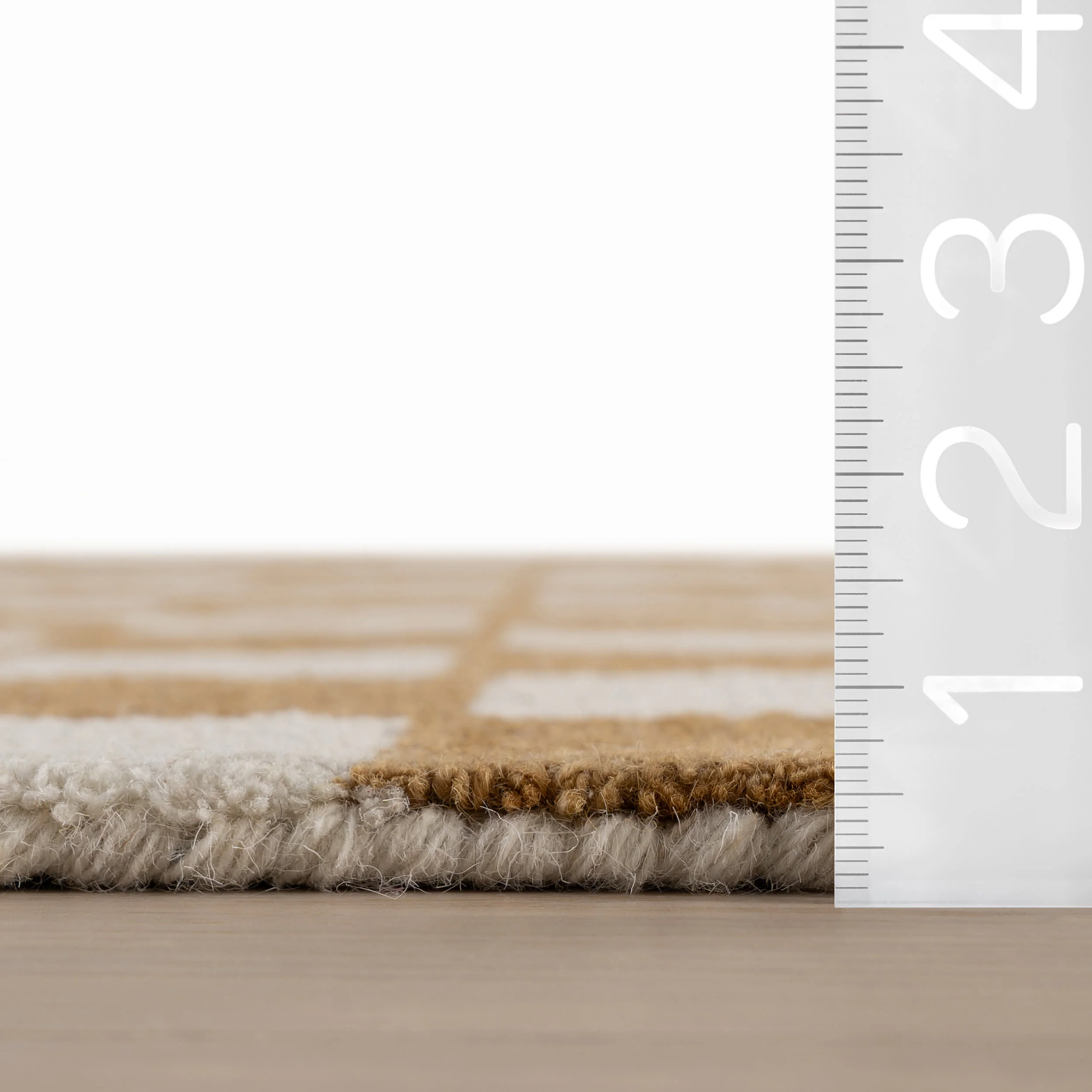 Calina Modern Checkered Indoor Wool Rug | Golden Tan - Image 5