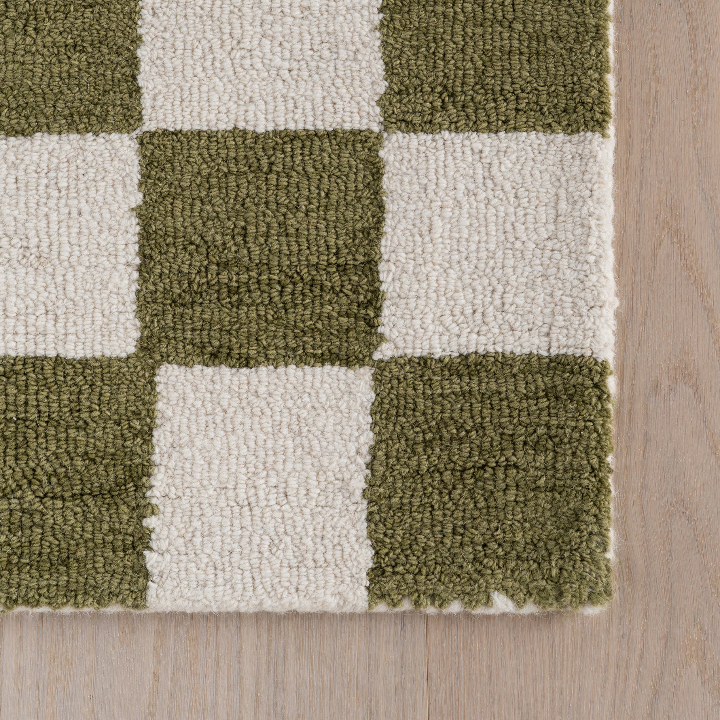 Calina Modern Checkered Indoor Wool Rug | Green - Image 4