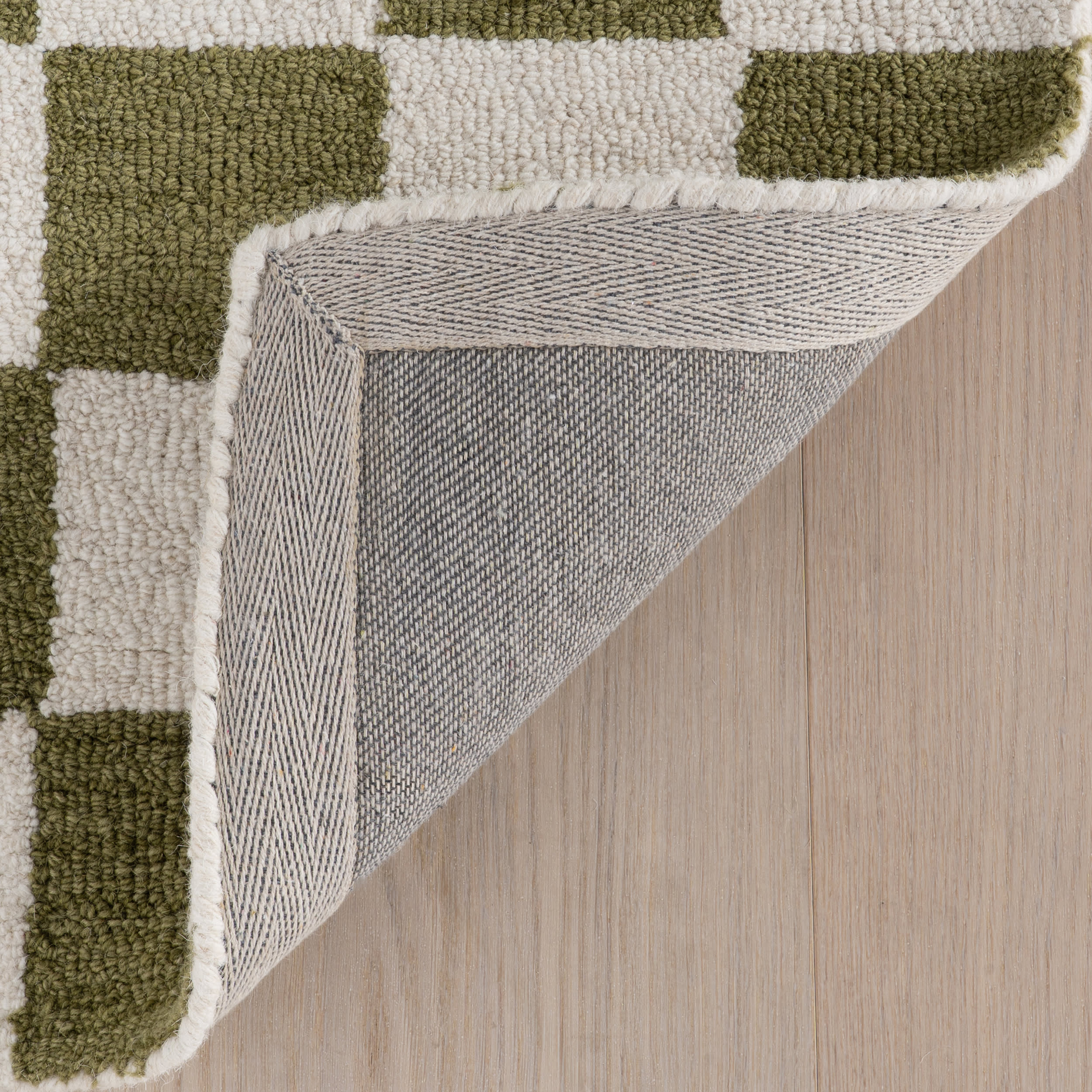 Calina Modern Checkered Indoor Wool Rug | Green - Image 8