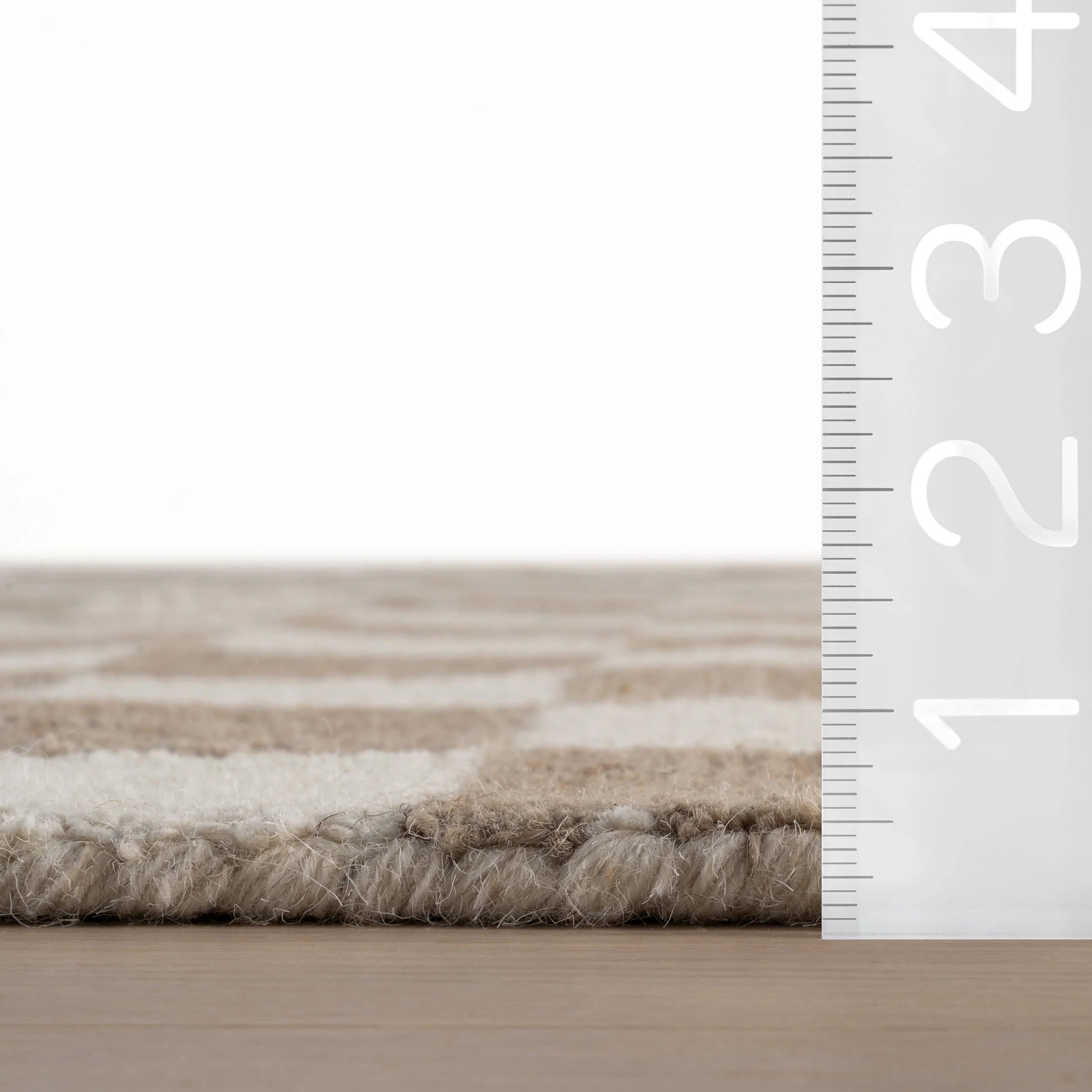 Calina Modern Checkered Indoor Wool Rug | Taupe - Image 6