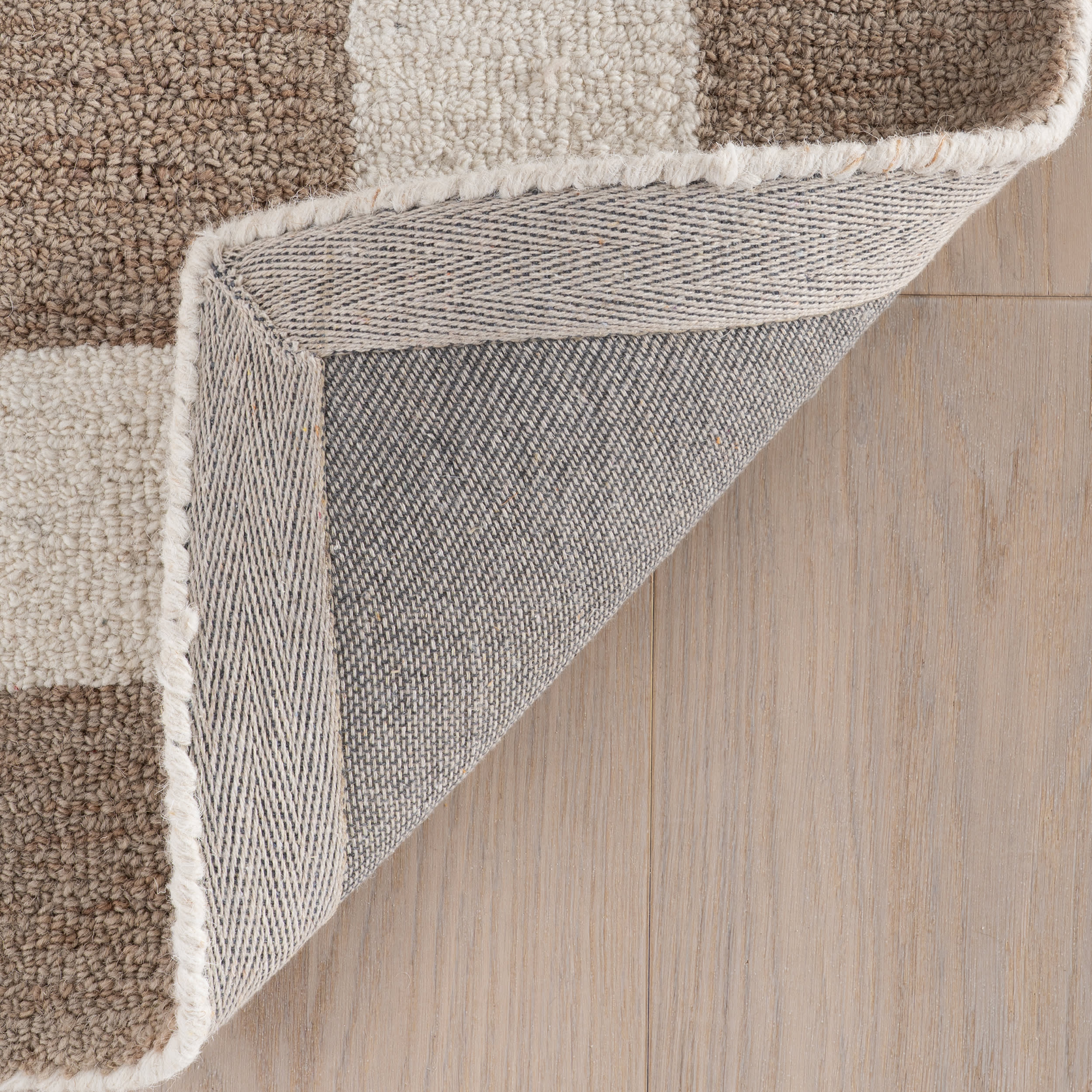 Calina Modern Checkered Indoor Wool Rug | Taupe - Image 8