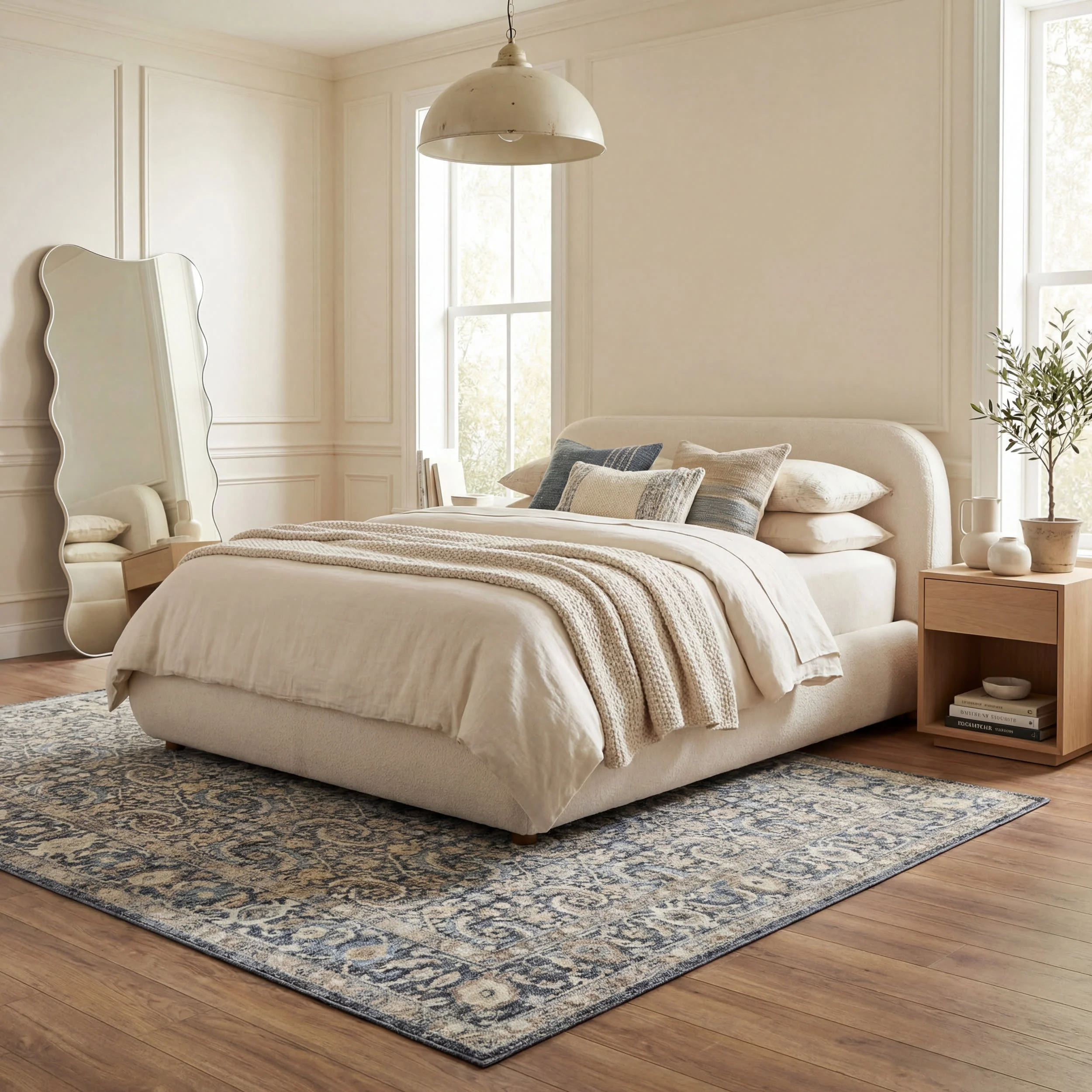 Calvaya Traditional Bordered Washable Rug | Blue - Image 9
