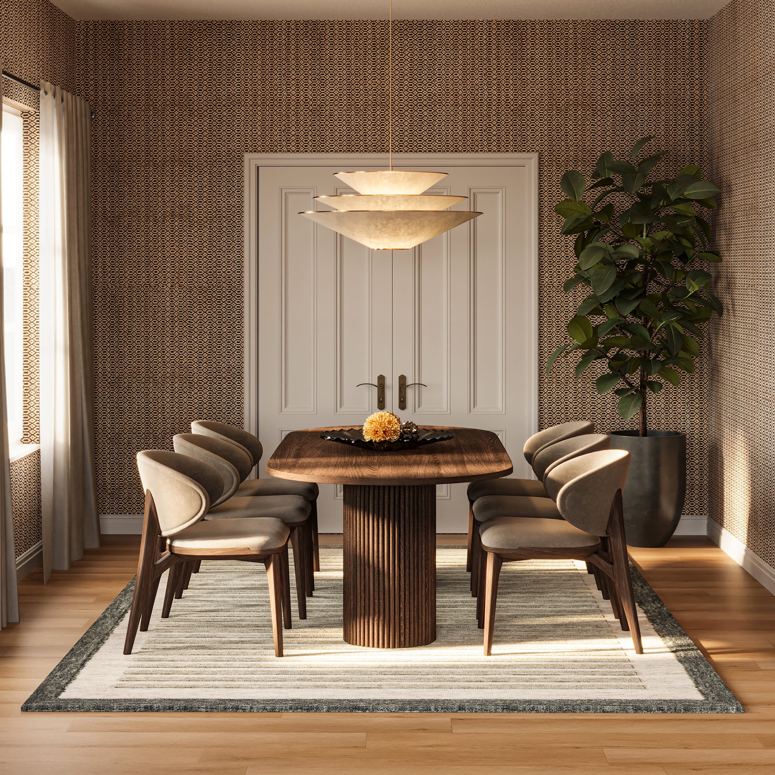Caly Modern Bordered Wool Rug | Beige - Image 2