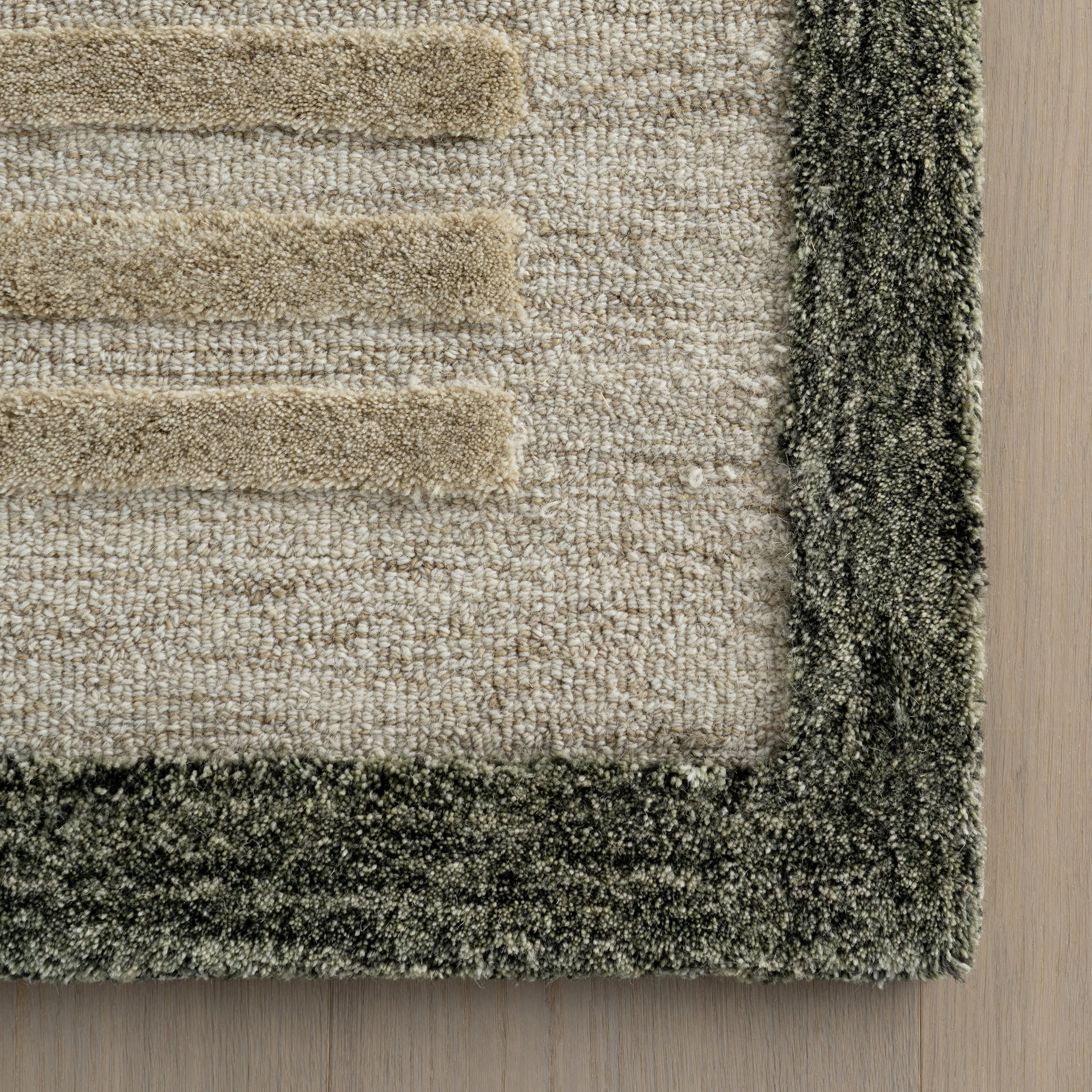Caly Modern Bordered Wool Rug | Beige - Image 4
