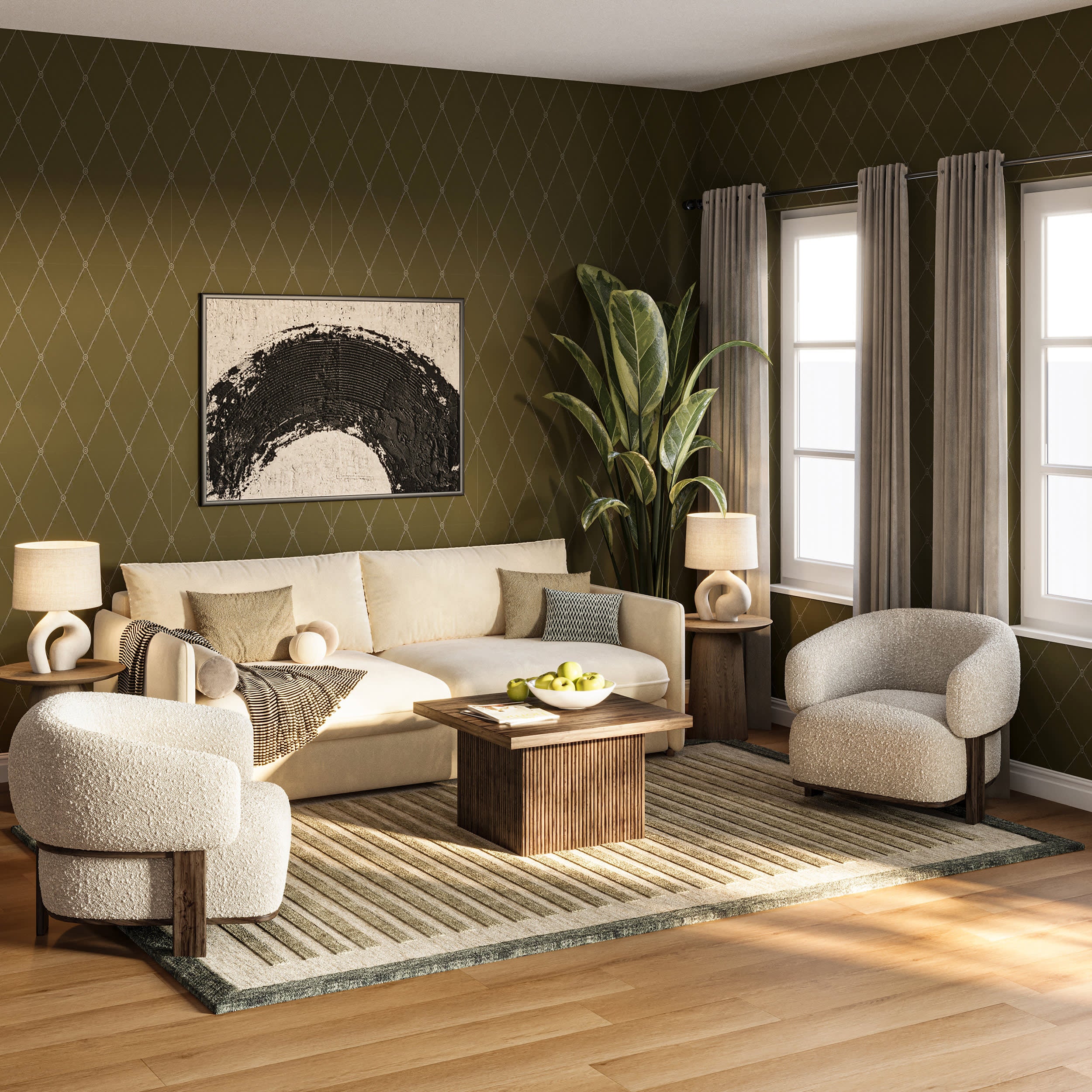 Caly Modern Bordered Wool Rug | Beige - Image 7