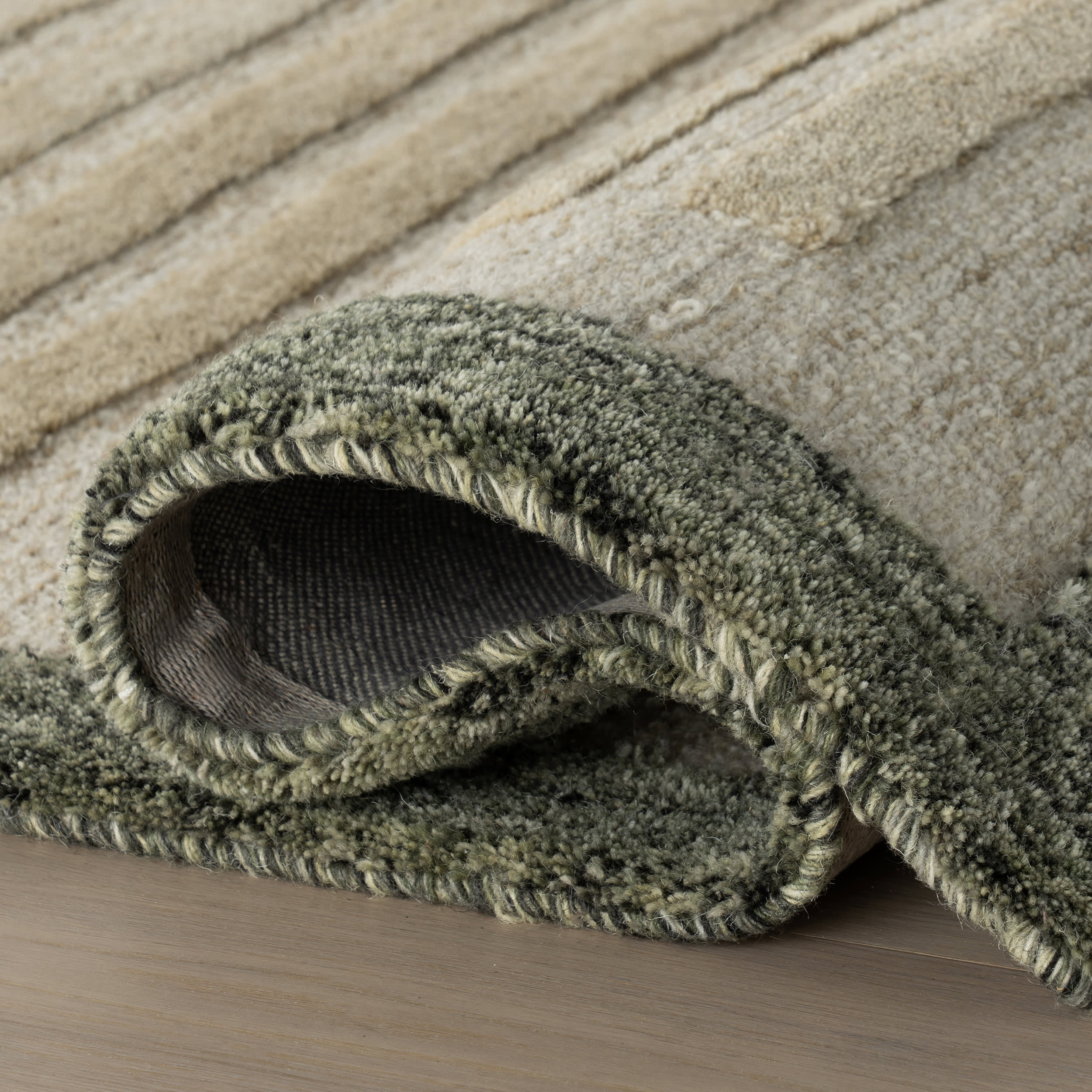 Caly Modern Bordered Wool Rug | Beige - Image 8