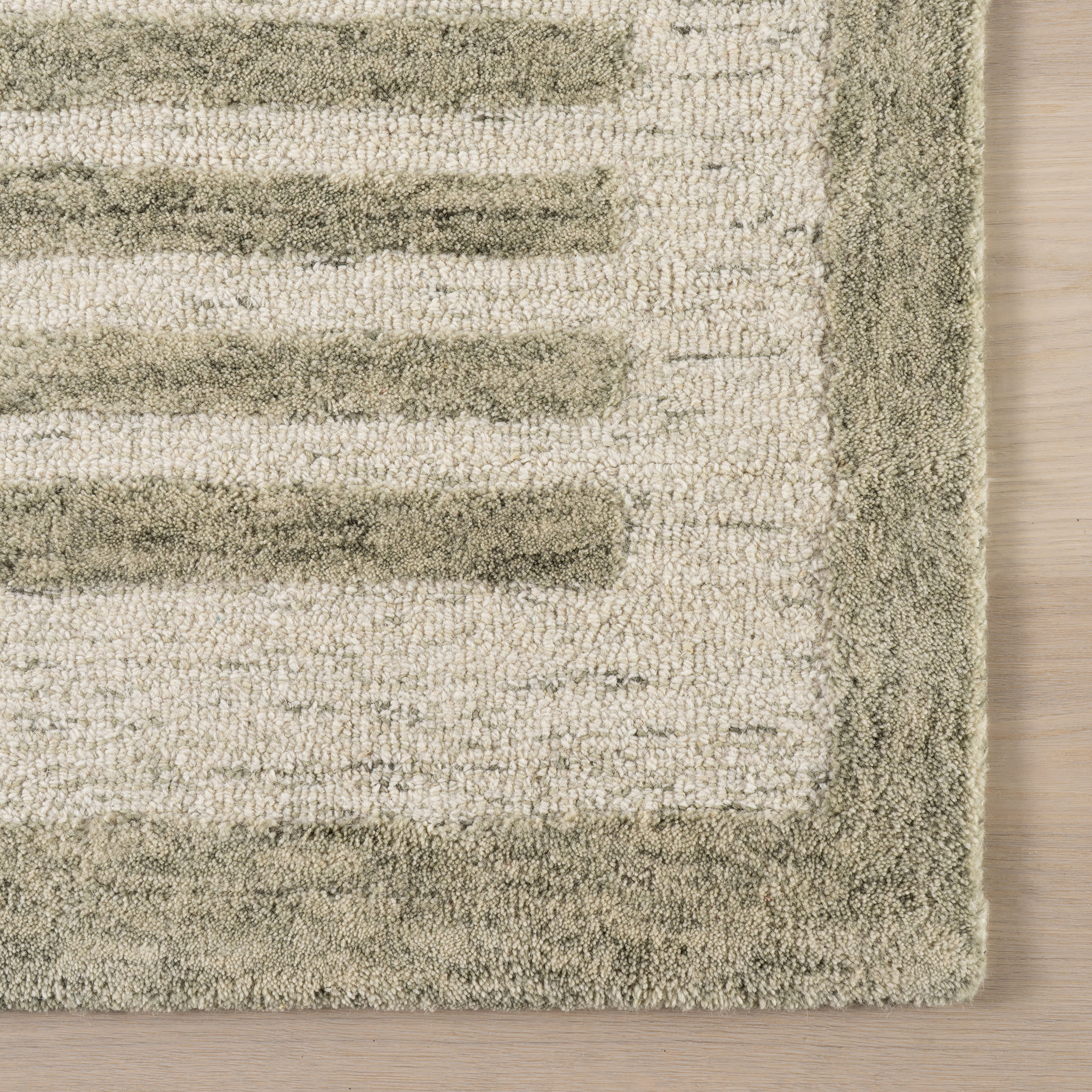 Caly Modern Bordered Wool Rug | Sage Green - Image 4