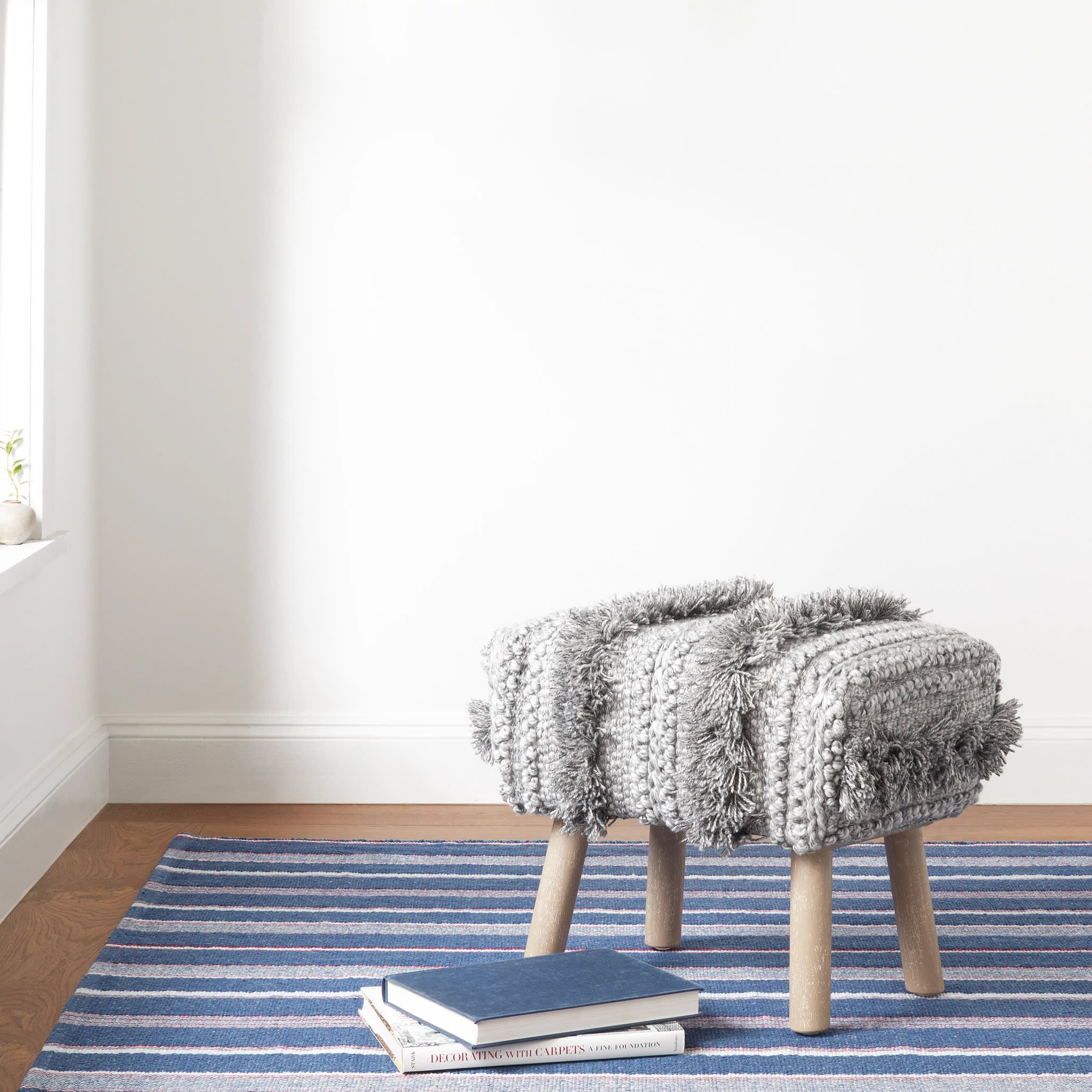 Camden Stripe Handwoven Cotton Rug | Denim - Image 2