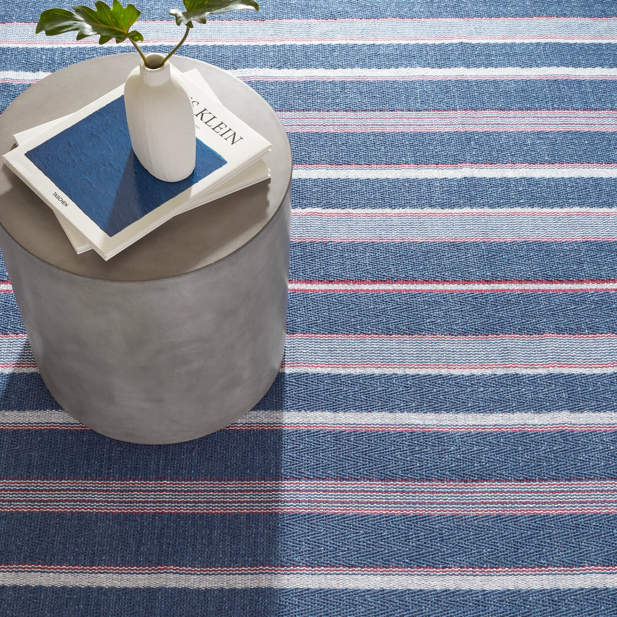 Camden Stripe Handwoven Cotton Rug | Denim - Image 3