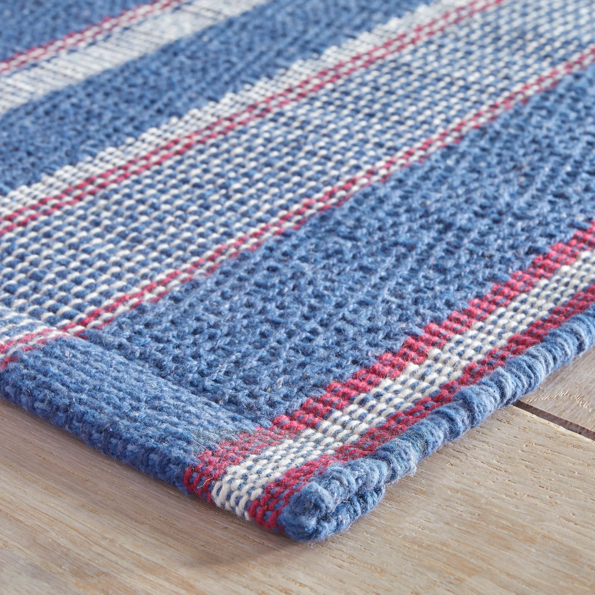 Camden Stripe Handwoven Cotton Rug | Denim - Image 4