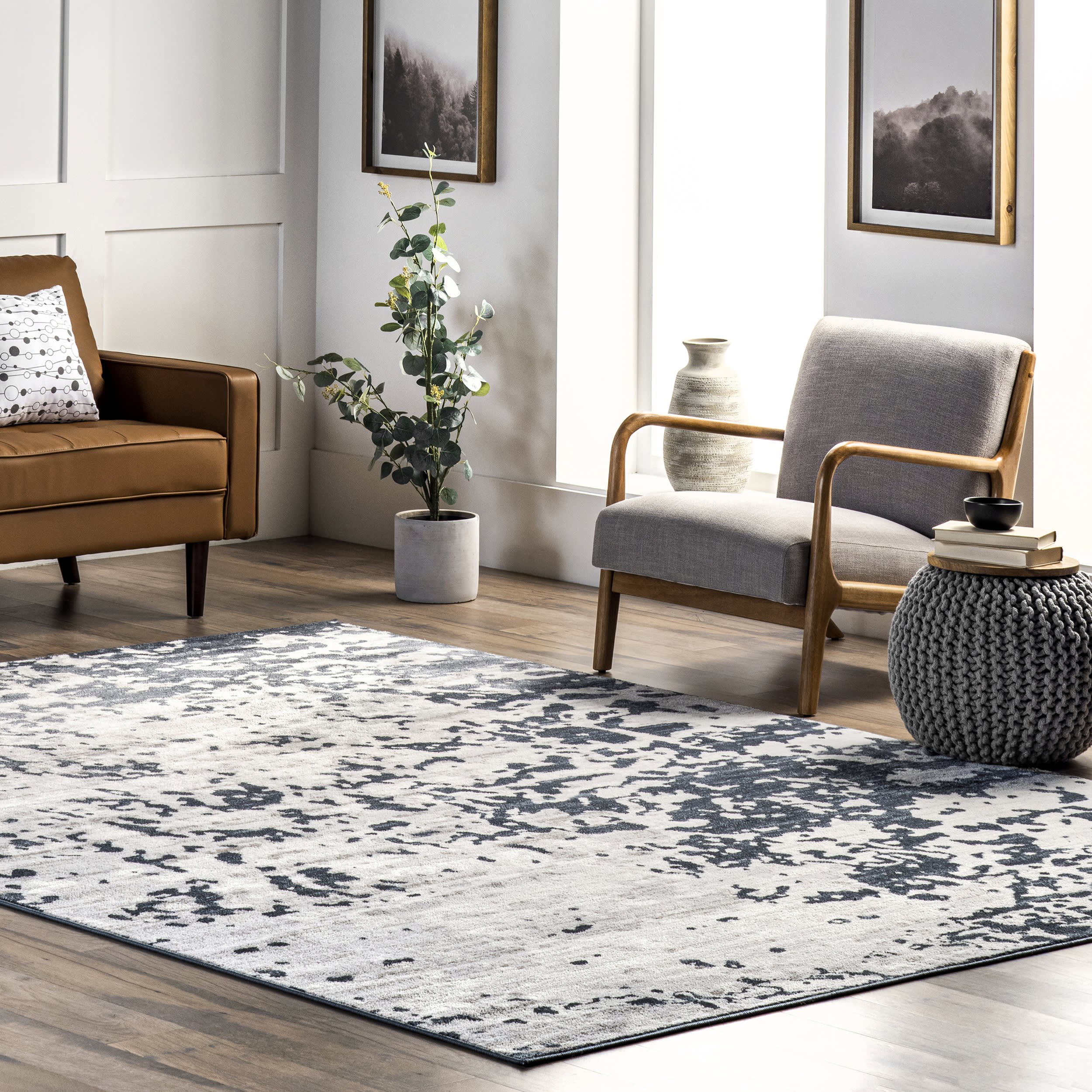 Camryn Mottled Abstract Rug | Blue - Image 2