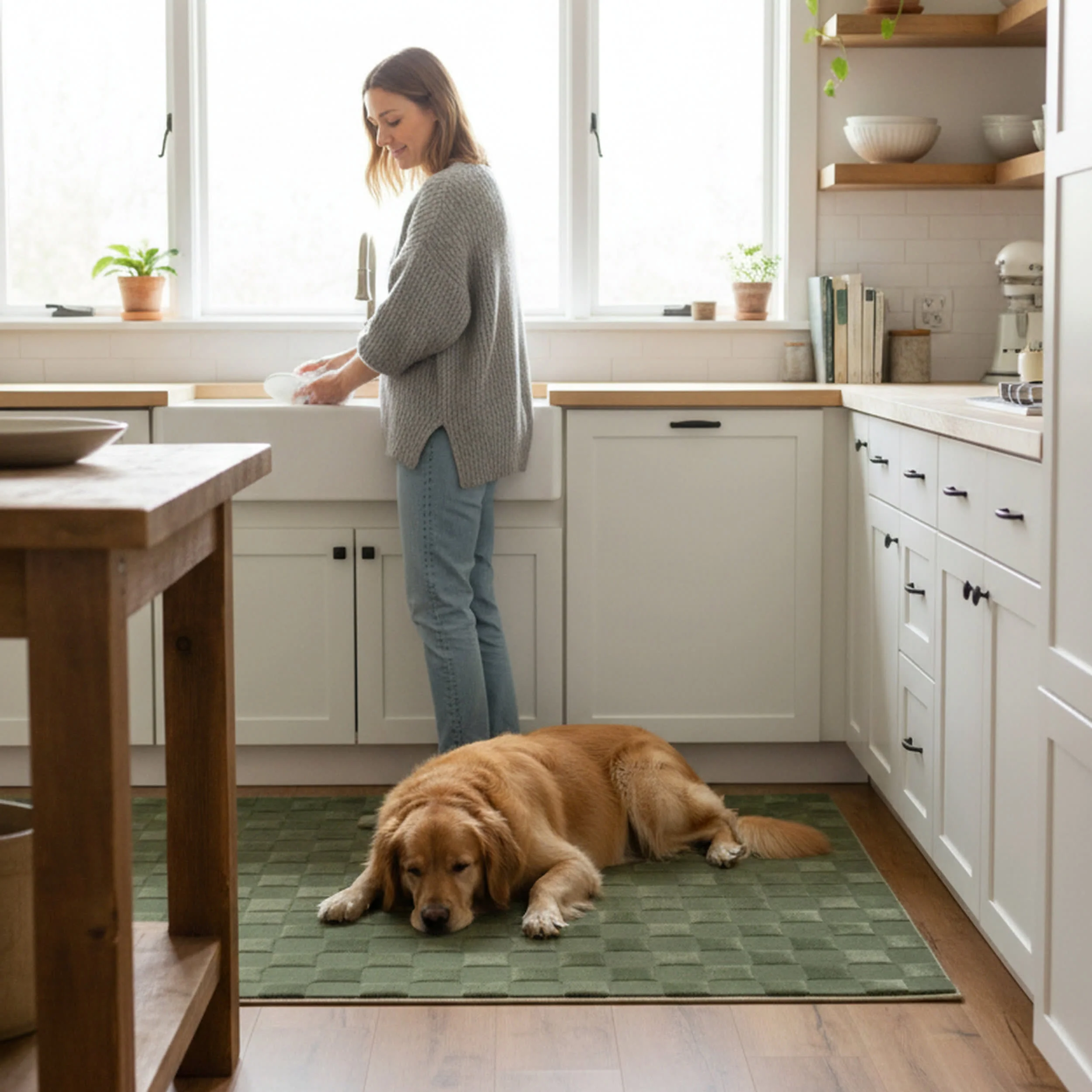 Cape May Plush Textured Washable Rug | Green - Image 8