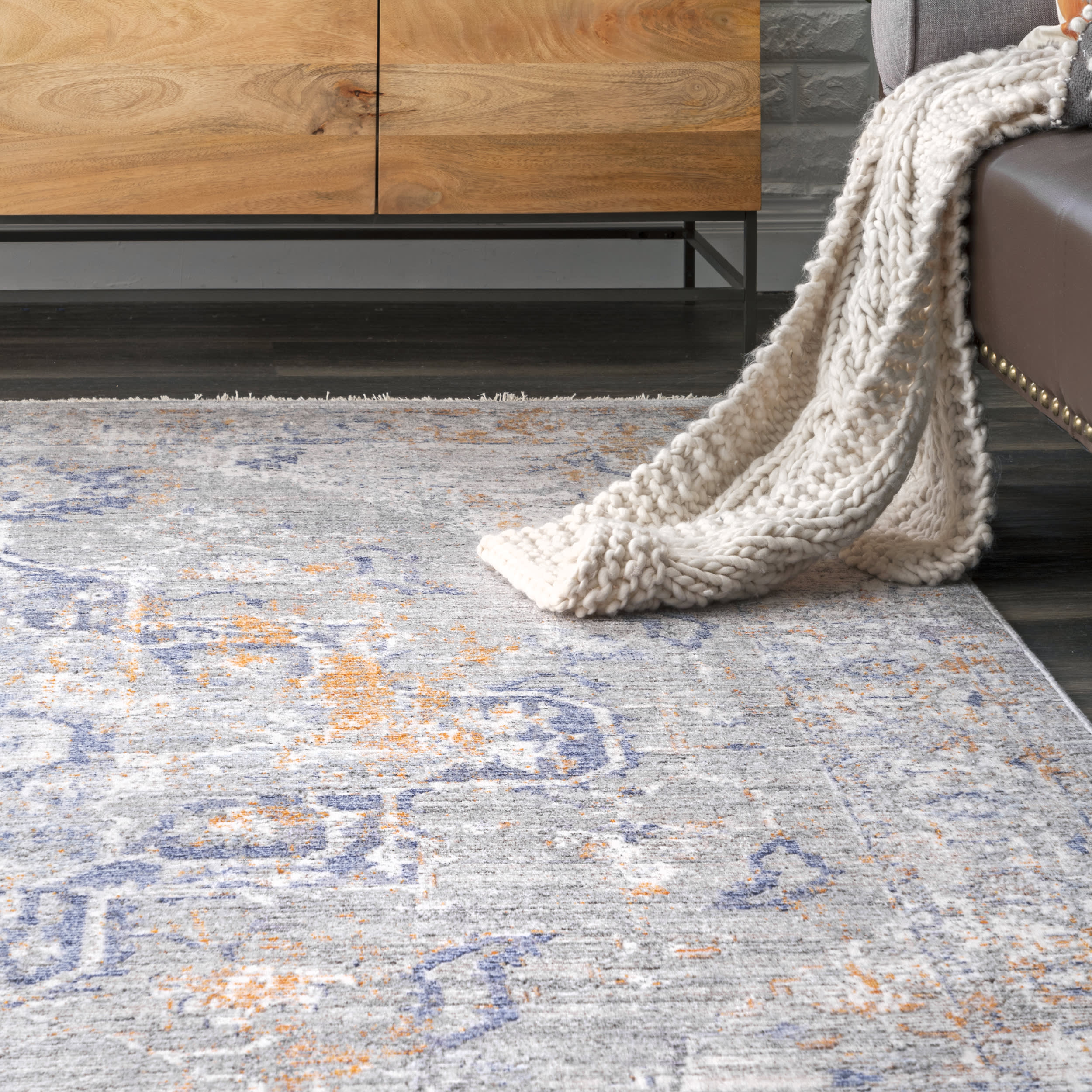 Cardinal Medallion Fringe Rug | Grey - Image 4