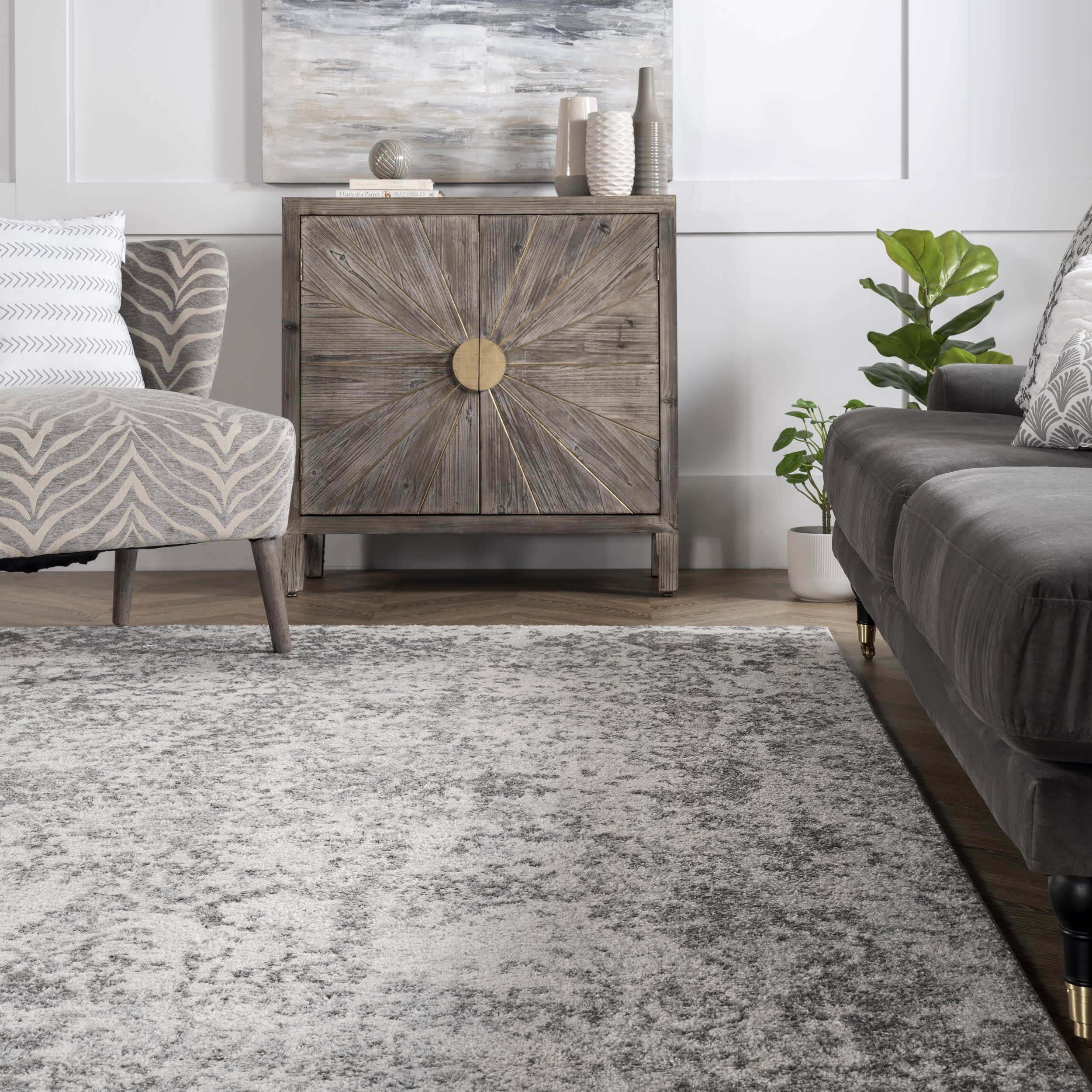 Cardinal Peony Vineyard Rug | Grey - Image 4