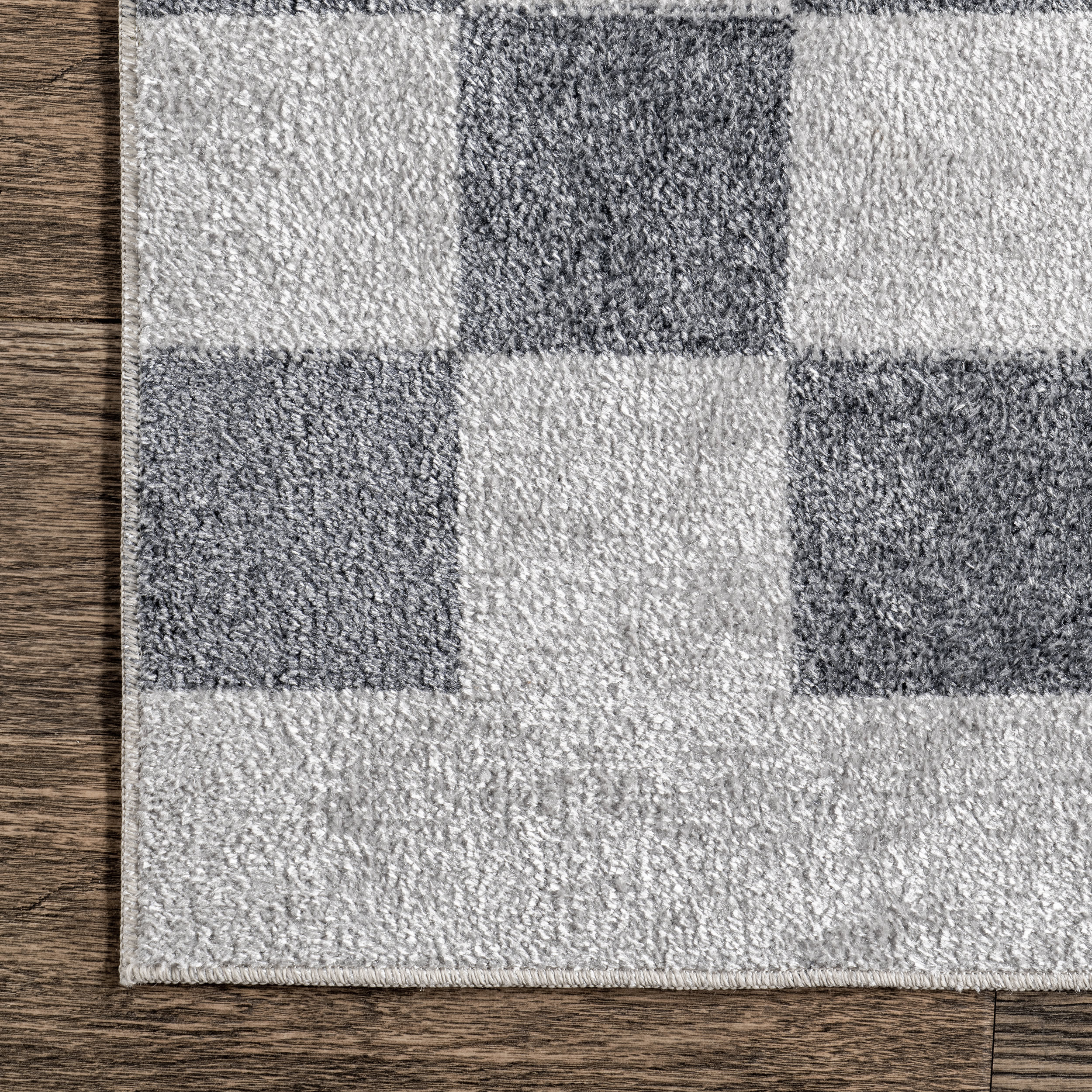 Carina Colorful Checkered Washable Rug | Grey - Image 3