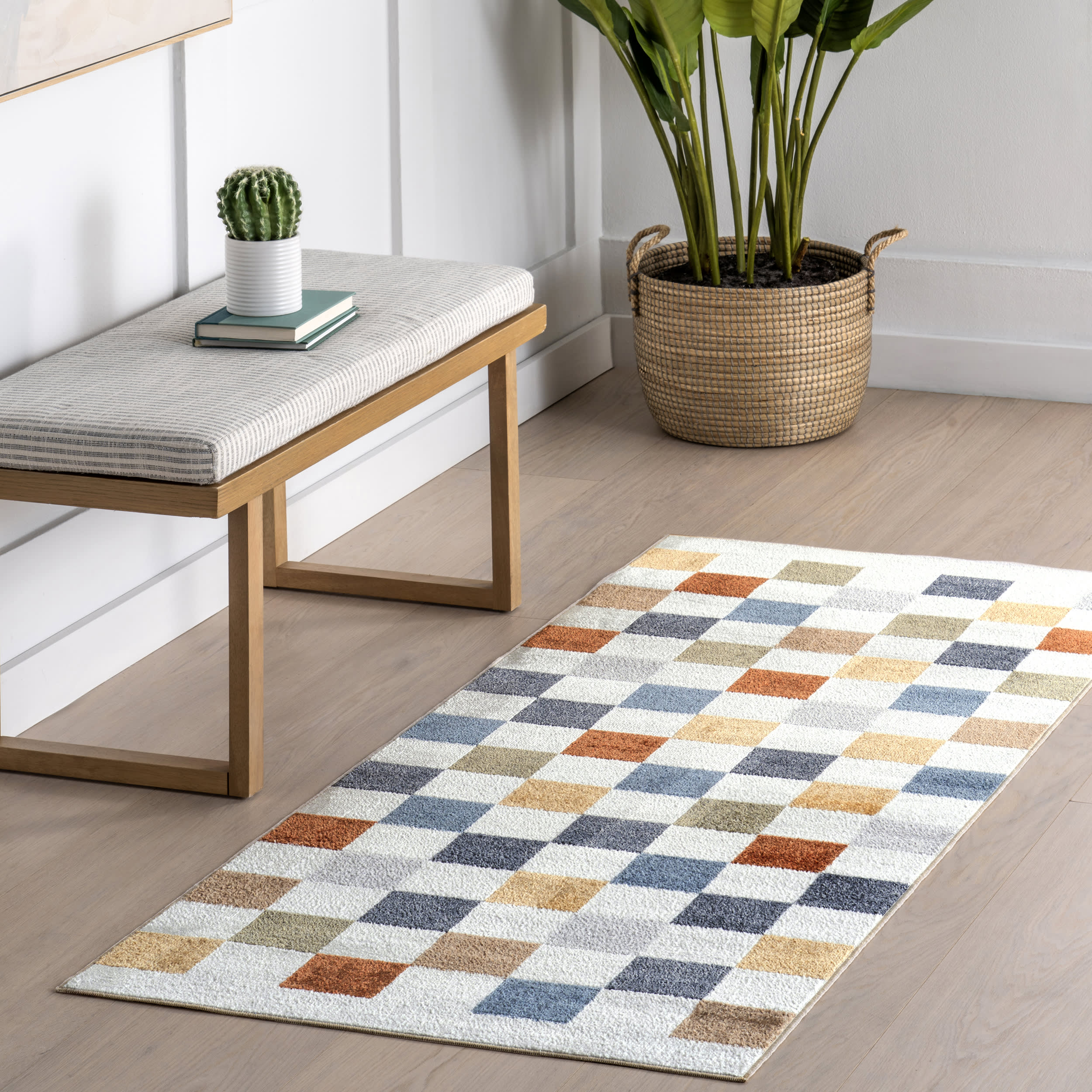 Carina Colorful Checkered Washable Rug | Multicolor - Image 2