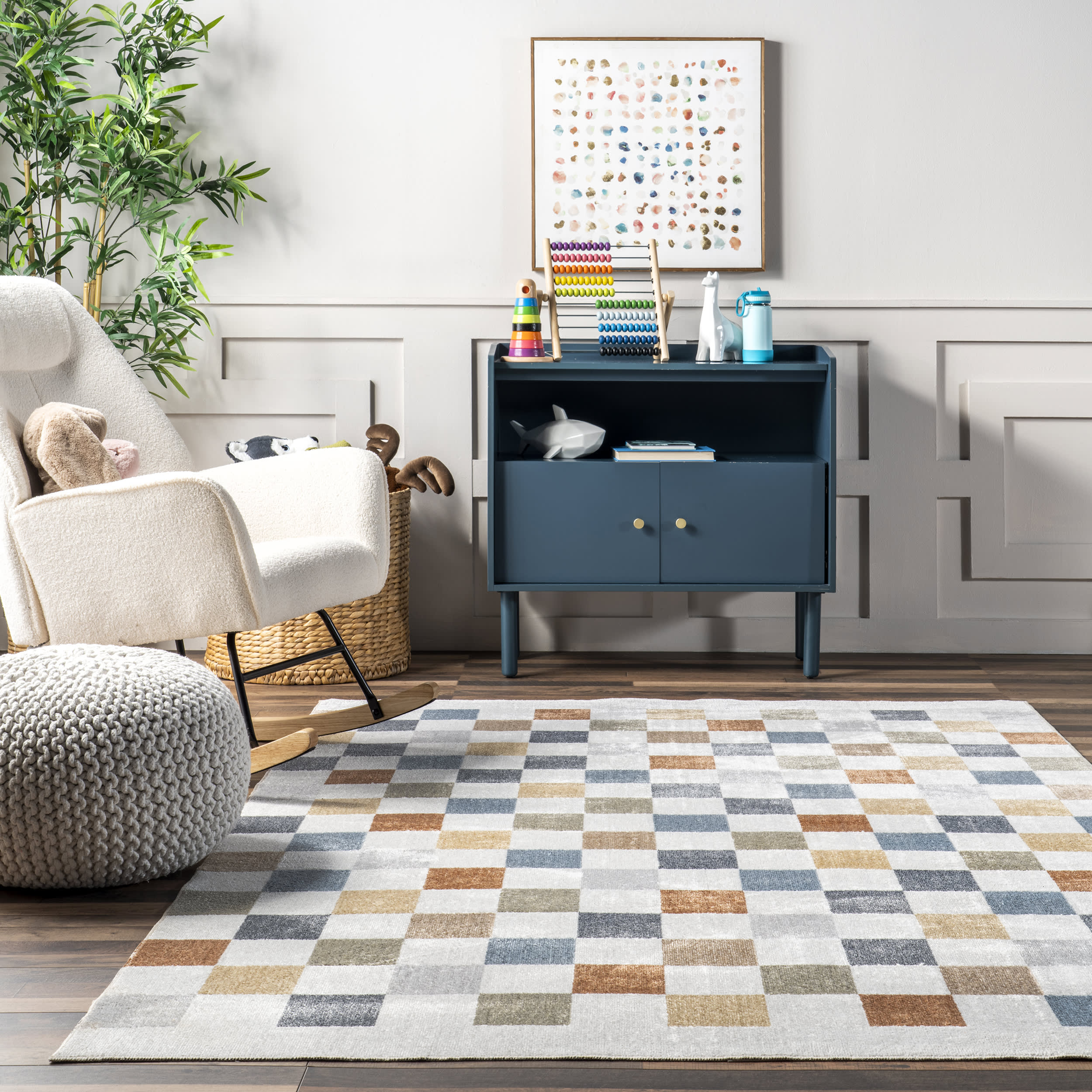 Carina Colorful Checkered Washable Rug | Multicolor - Image 4