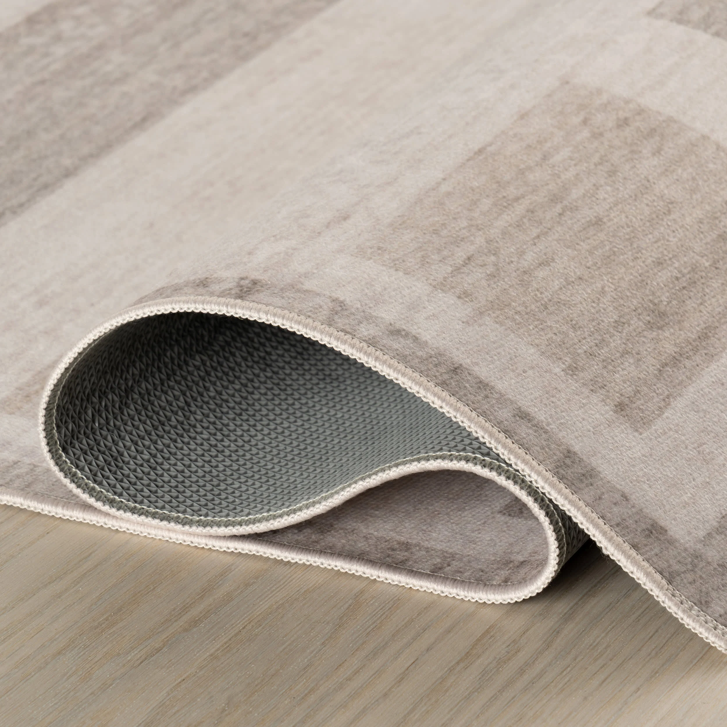 Carisse Striped Washable Rug | Beige - Image 9
