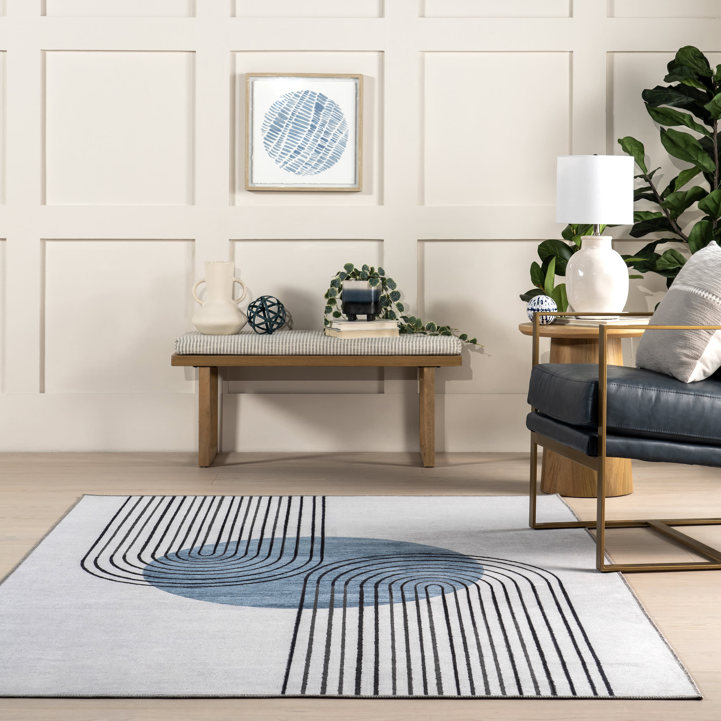 Carlotta Washable Desert Sunset Rug | Blue - Image 4