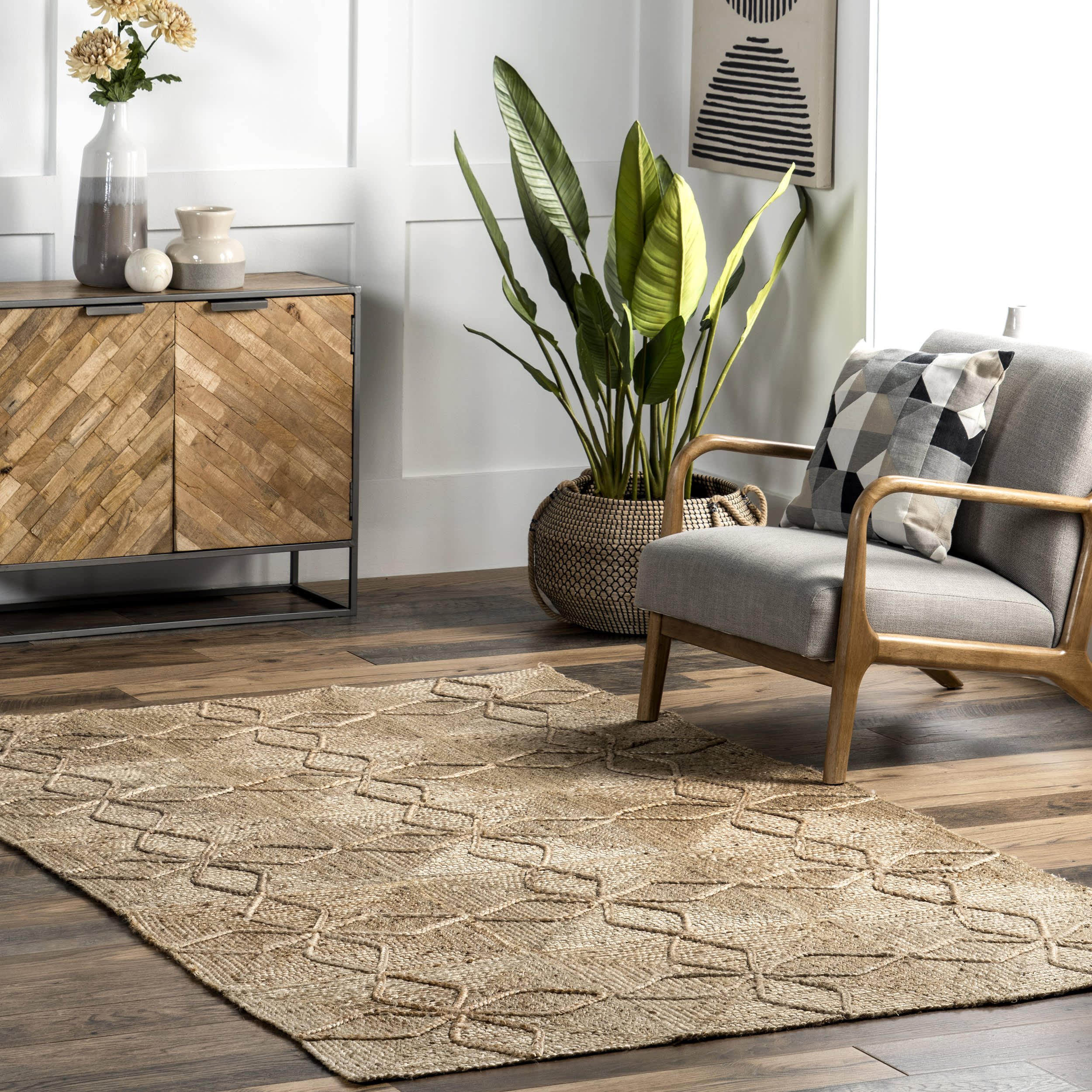 Carree Jute Braided Pinwheel Rug | Natural - Image 2
