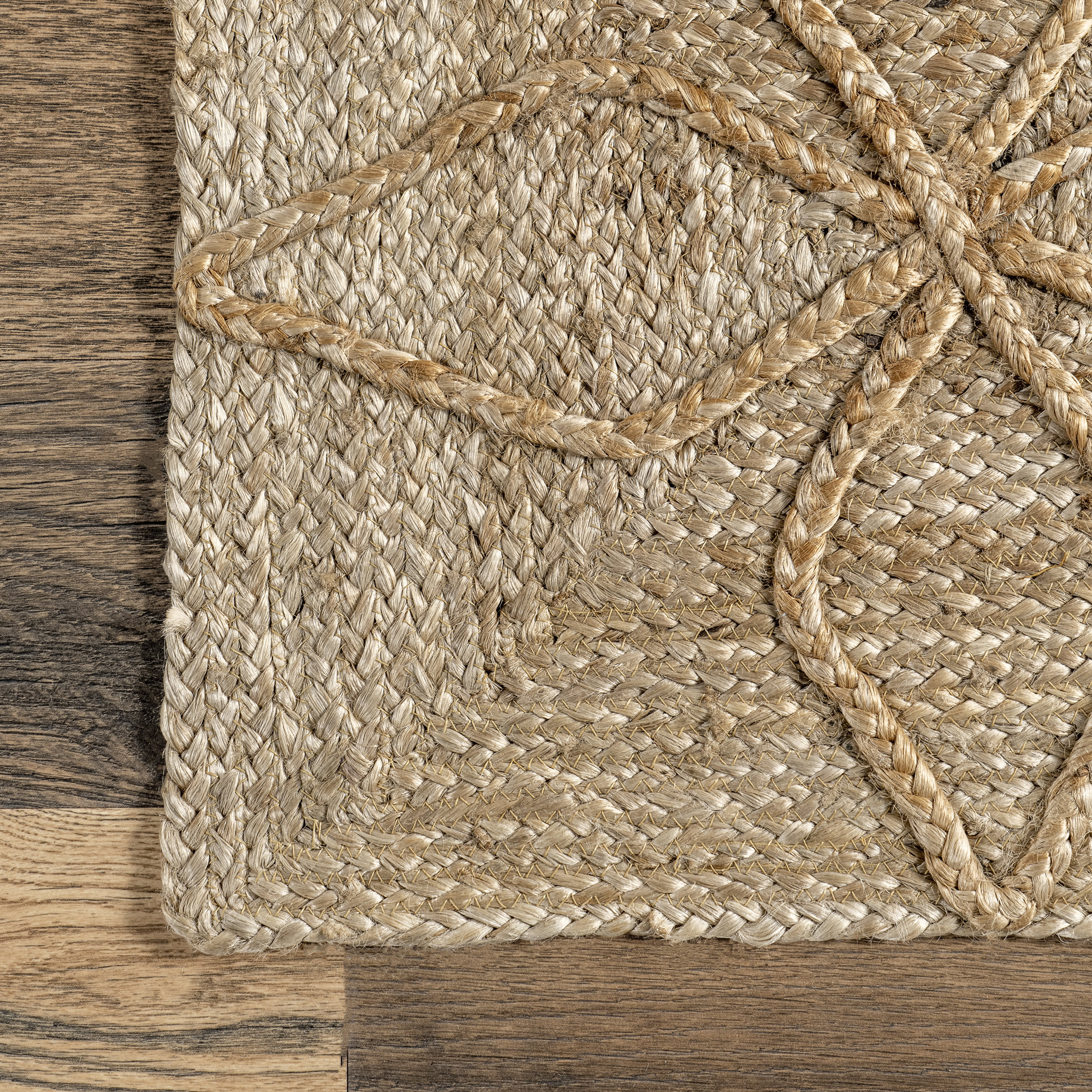 Carree Jute Braided Pinwheel Rug | Natural - Image 3