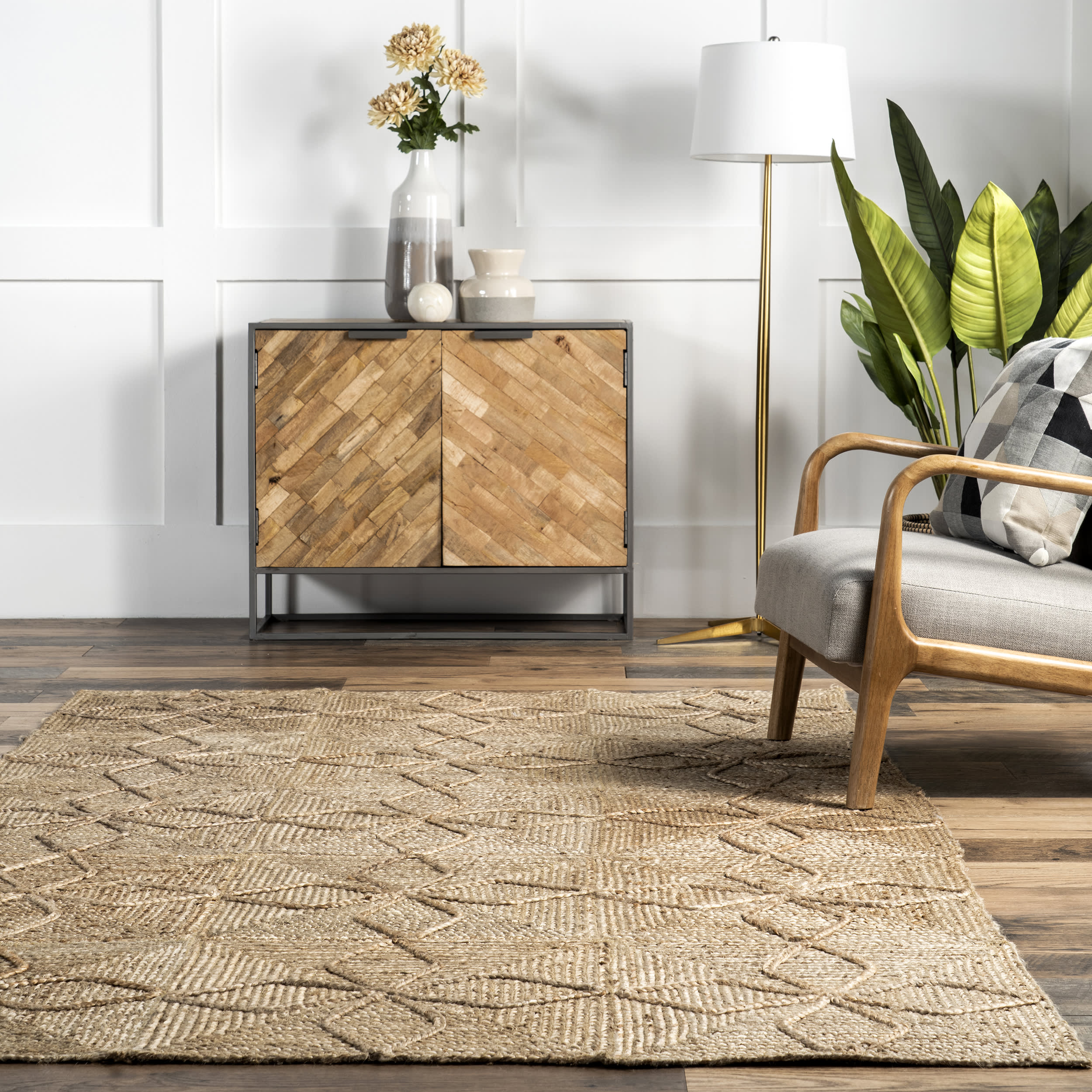 Carree Jute Braided Pinwheel Rug | Natural - Image 4