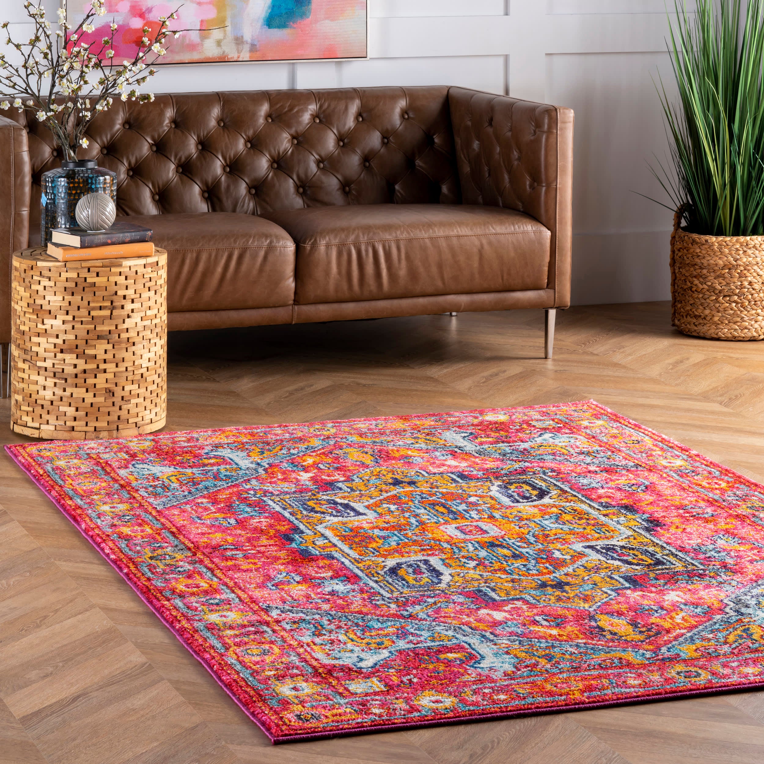 Cartouche Medallion Rug | Pink - Image 2