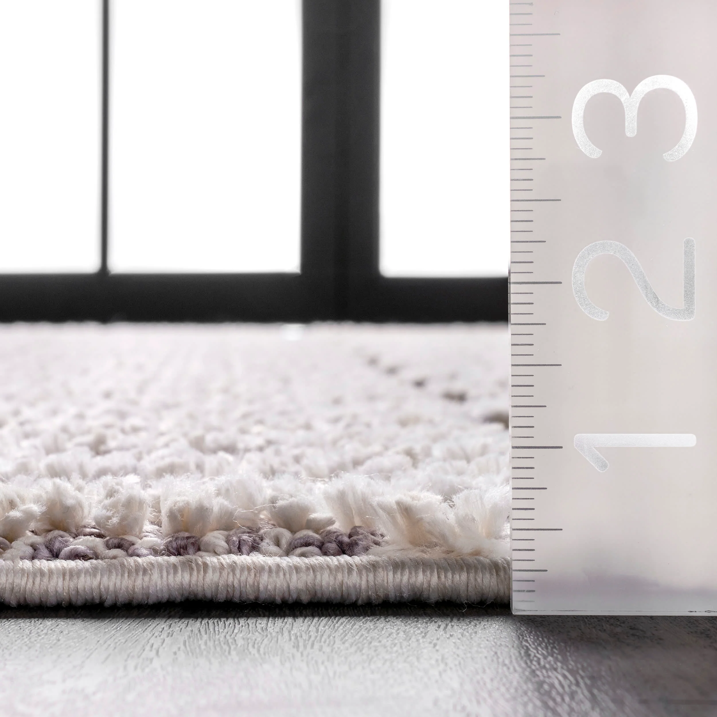Carved Banded Tassel Rug | Beige - Image 5