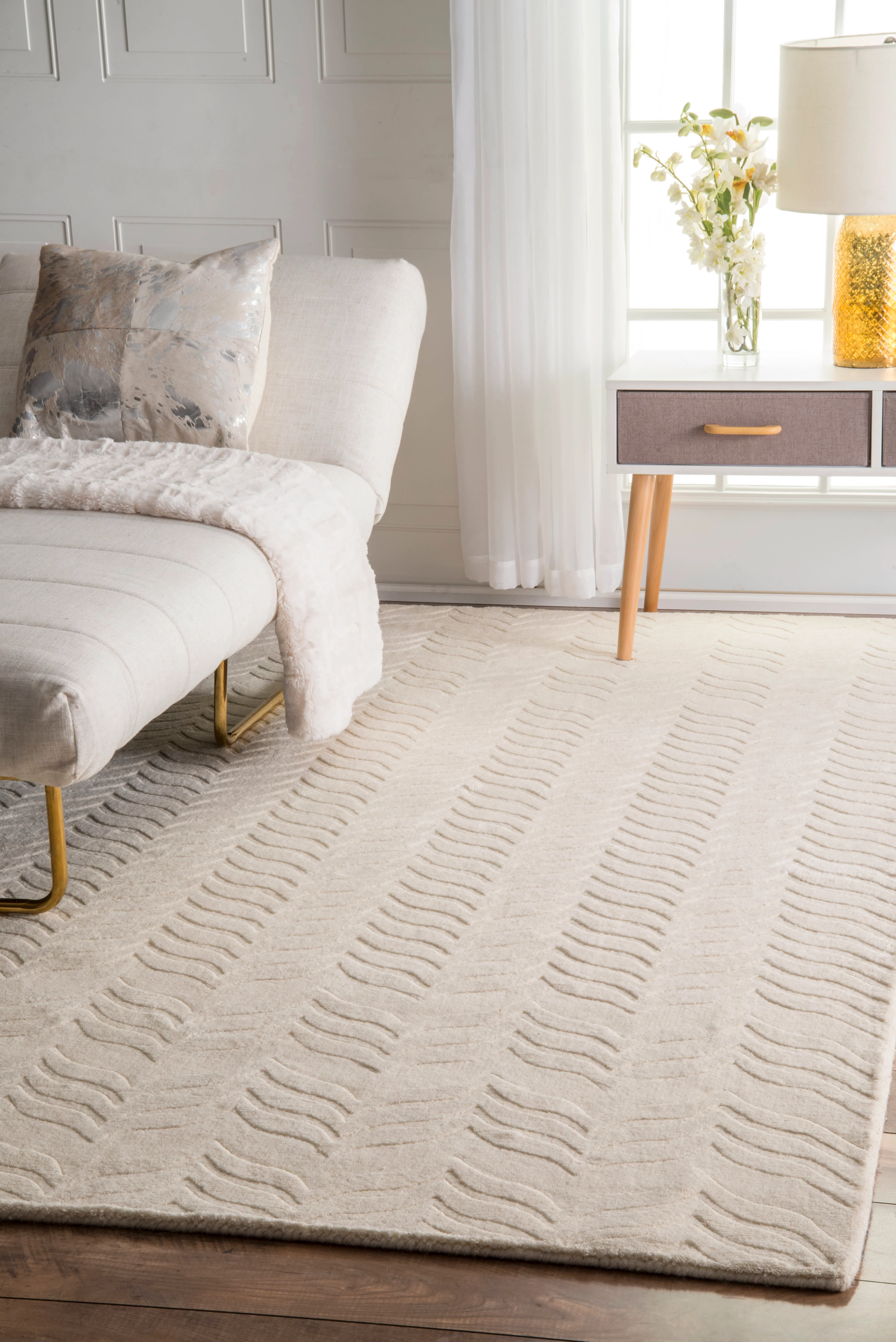 Carved Chevron Rug | Ivory - Image 2