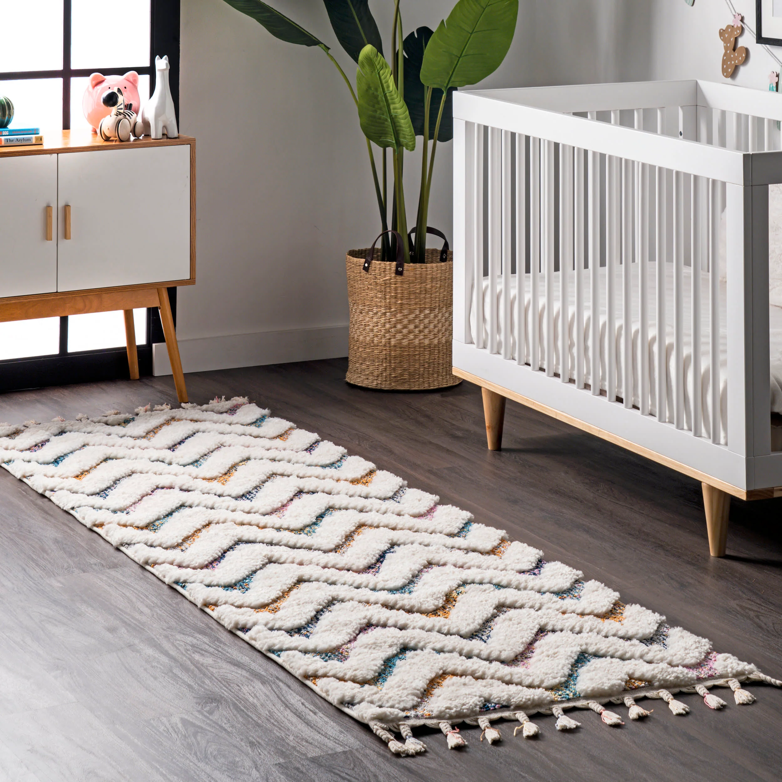 Carved Chevron Shag Rug | Ivory - Image 2